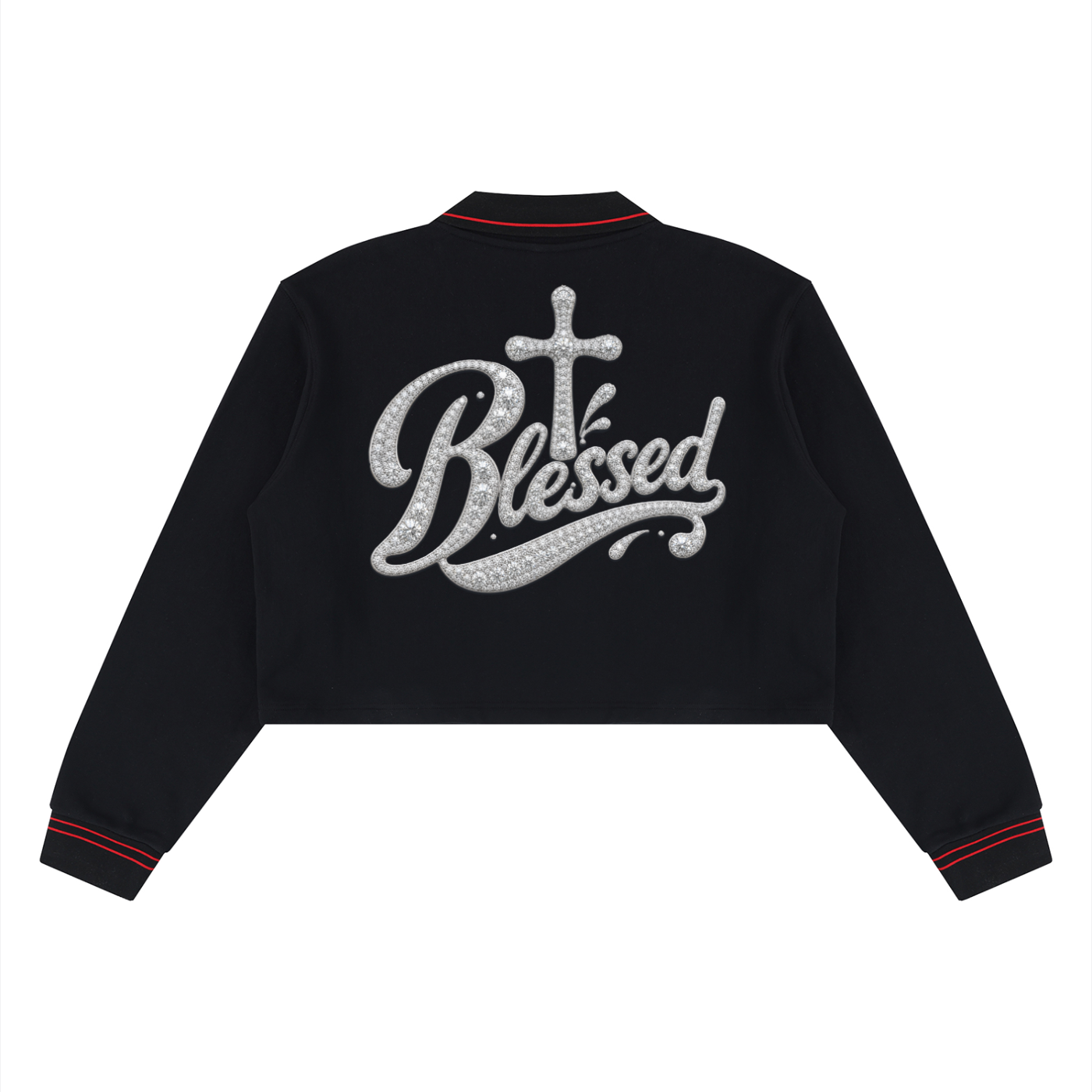 Women's Blessed Crop Collared Sweatshirt – Long Sleeve Cotton Top
