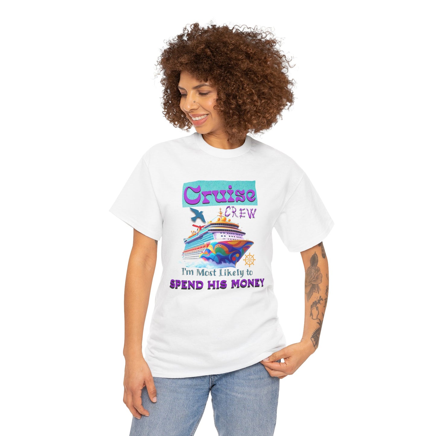 Funny Cruise Crew Tee, Vacation T-Shirt, Gift for Cruise Lovers, Vacation Humor Apparel, Travel Enthusiast Shirt, Spend His Money Tee