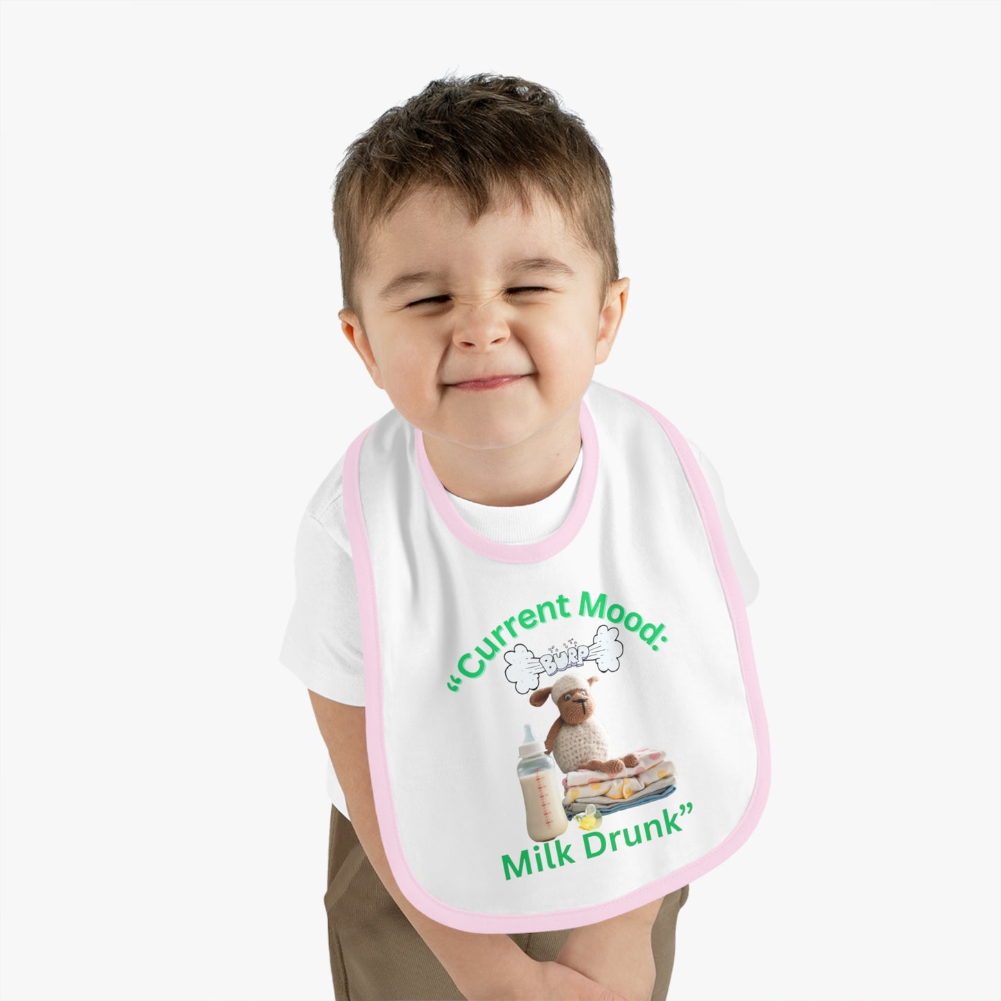 Current Mood, "Milk Drunk Baby Jersey Bib" Cute Baby Bib for Infants and Toddlers,