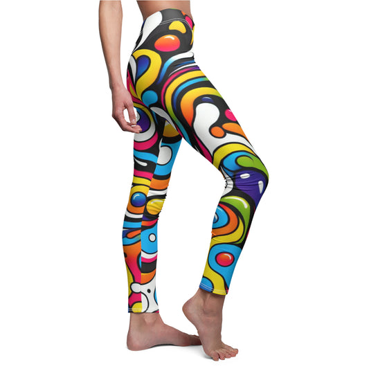 Colorful Women's Casual Leggings, Vibrant Color Activewear for Yoga and Gym, Everyday Comfort Leggings Style, One-of-a Kind Print Leggings for Women and Teens