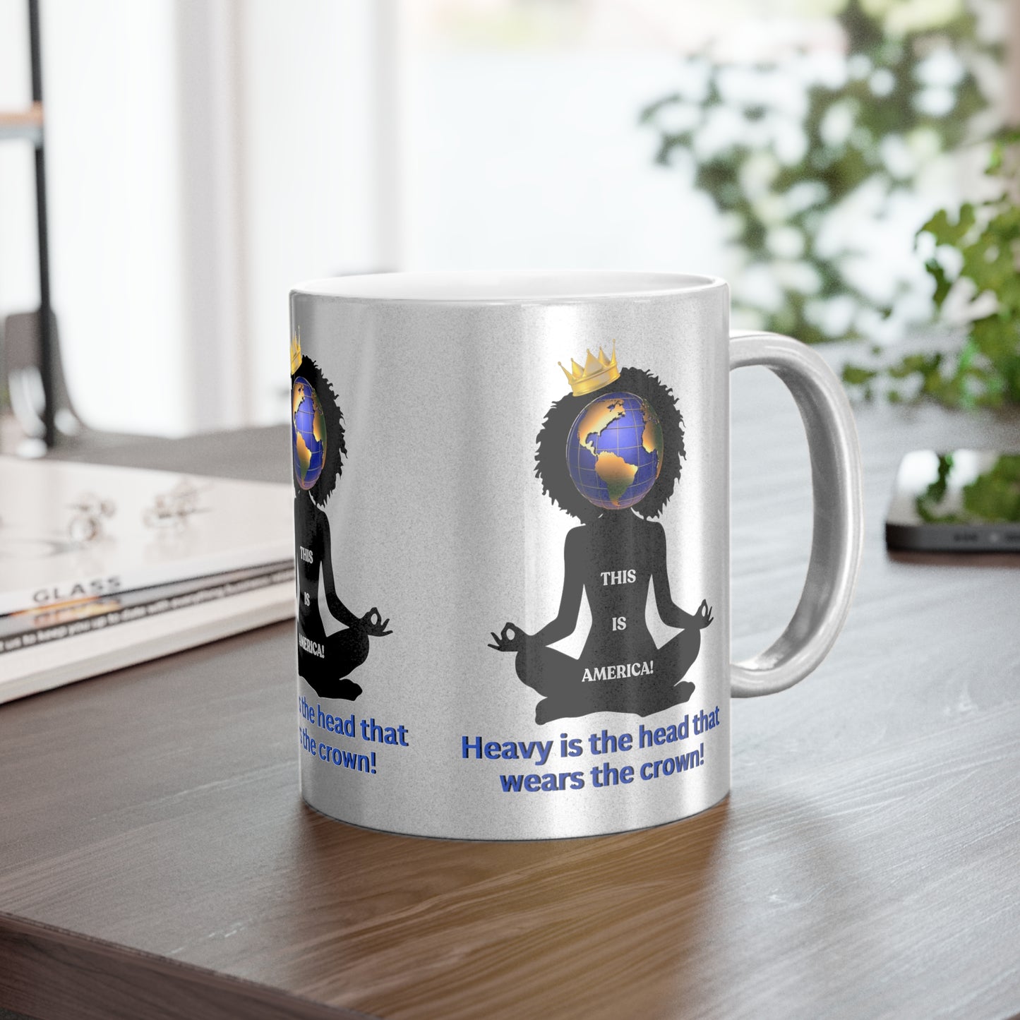 Heavy is the Head Woman Metallic Mug (Silver\Gold), Gift for Mother's Day, Perfect Grandma Gifts