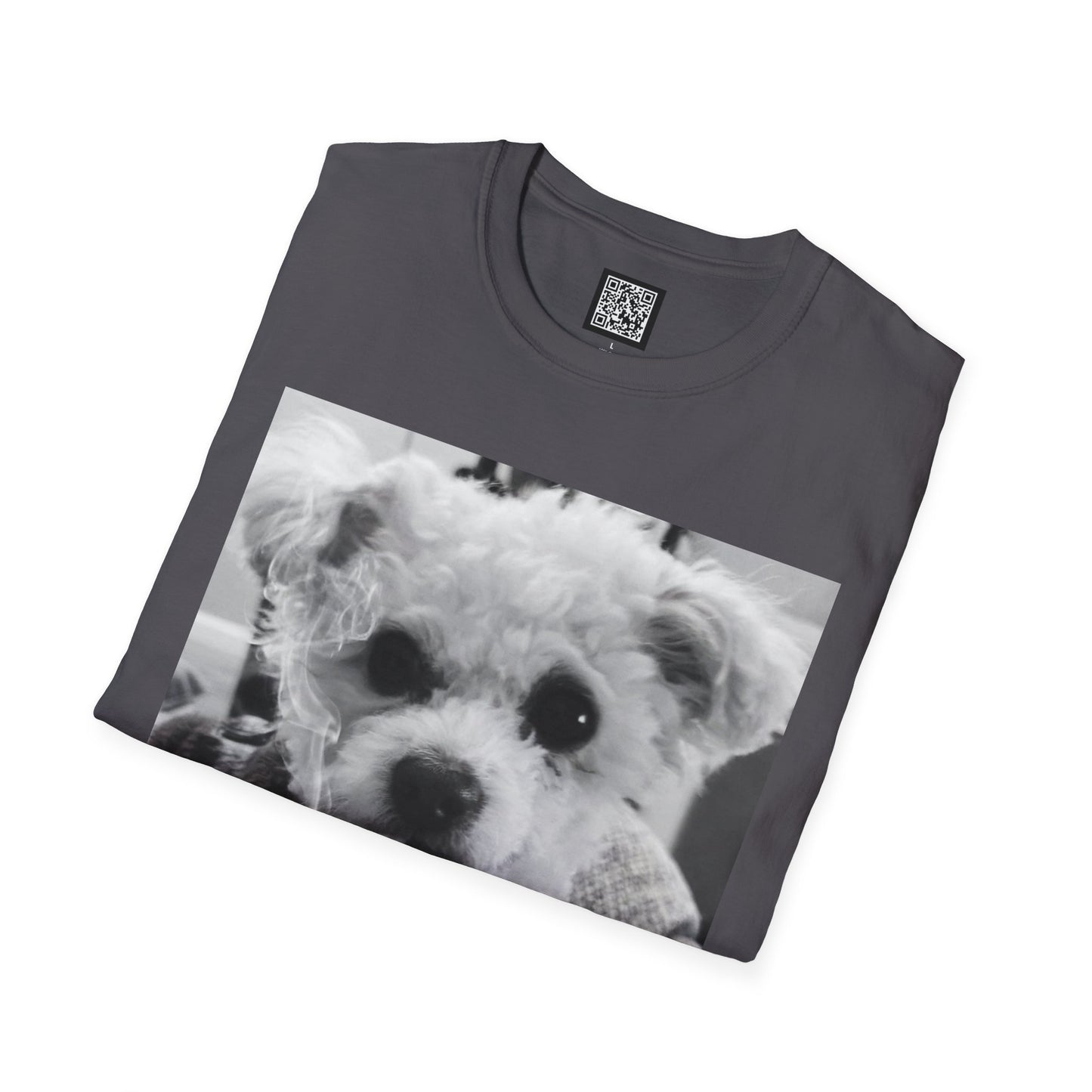 Personalized Smoking Puppy Photo T-Shirt — Retro Black & White Cute Dog Graphic Tee