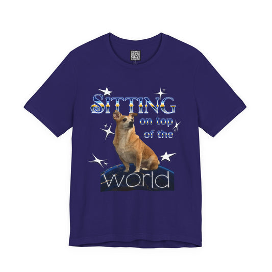 Personalized T‑Shirt for Pets— "Sitting on Top of the World" Chihuahua Graphic Tee