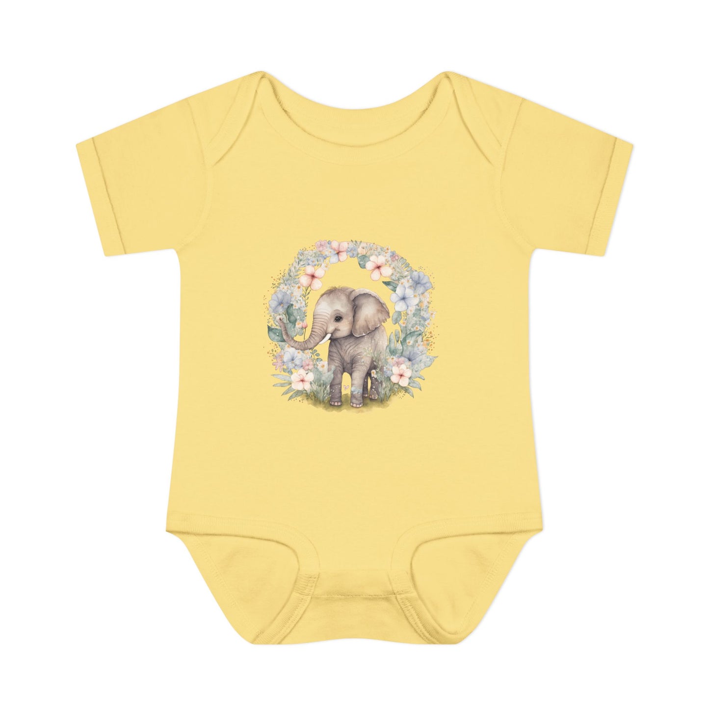 Elephant Baby Bodysuit, Cute Infant Outfit, Baby Shower Gift, Gender Neutral, Woodland Theme, Floral Design, Newborn Clothing