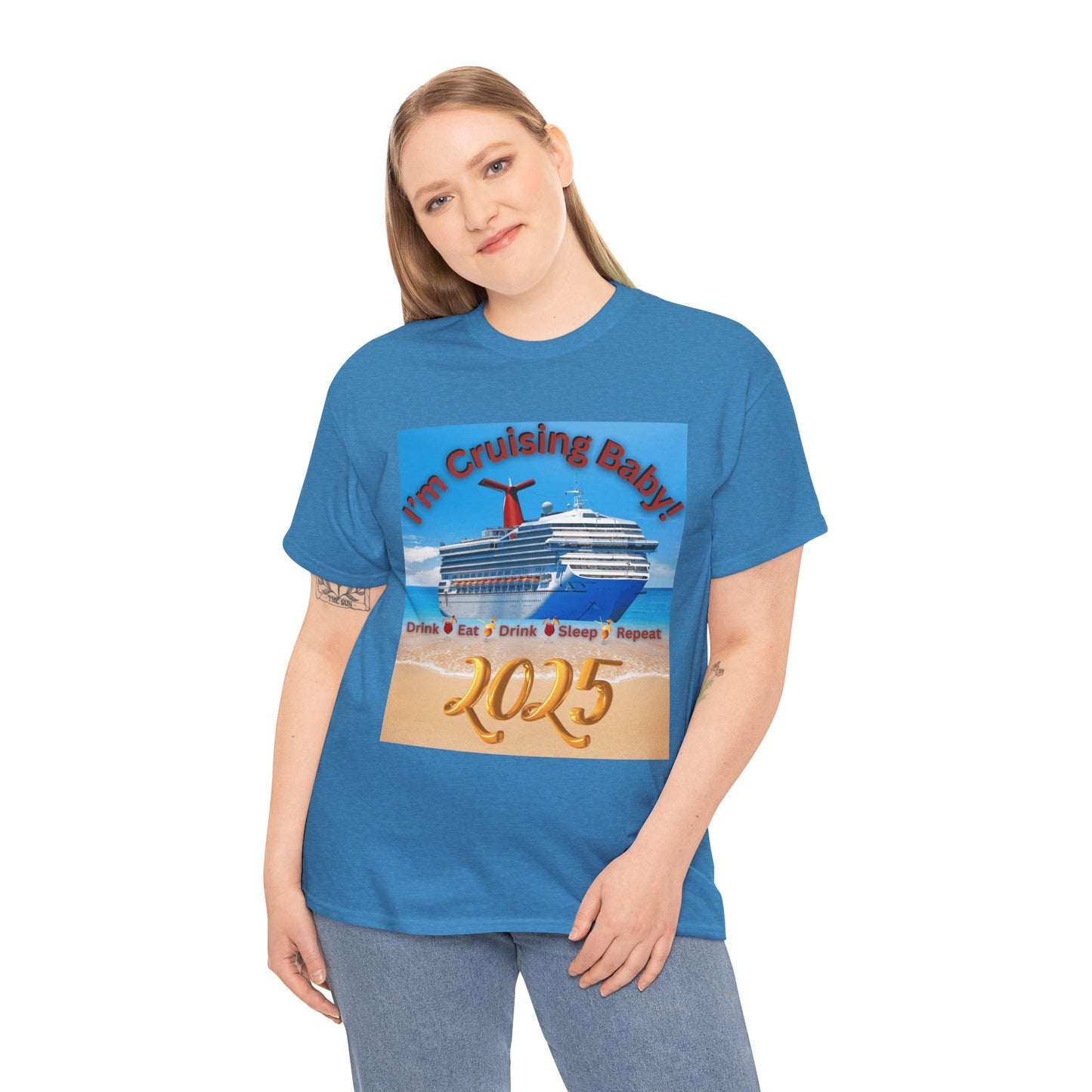 "I'm Cruising 2025" Unisex Heavy Cotton Tee, Cruise T-Shirts 2025, Unisex Cruise T-Shirts 2025, Bon Voyage Cruise Shirts