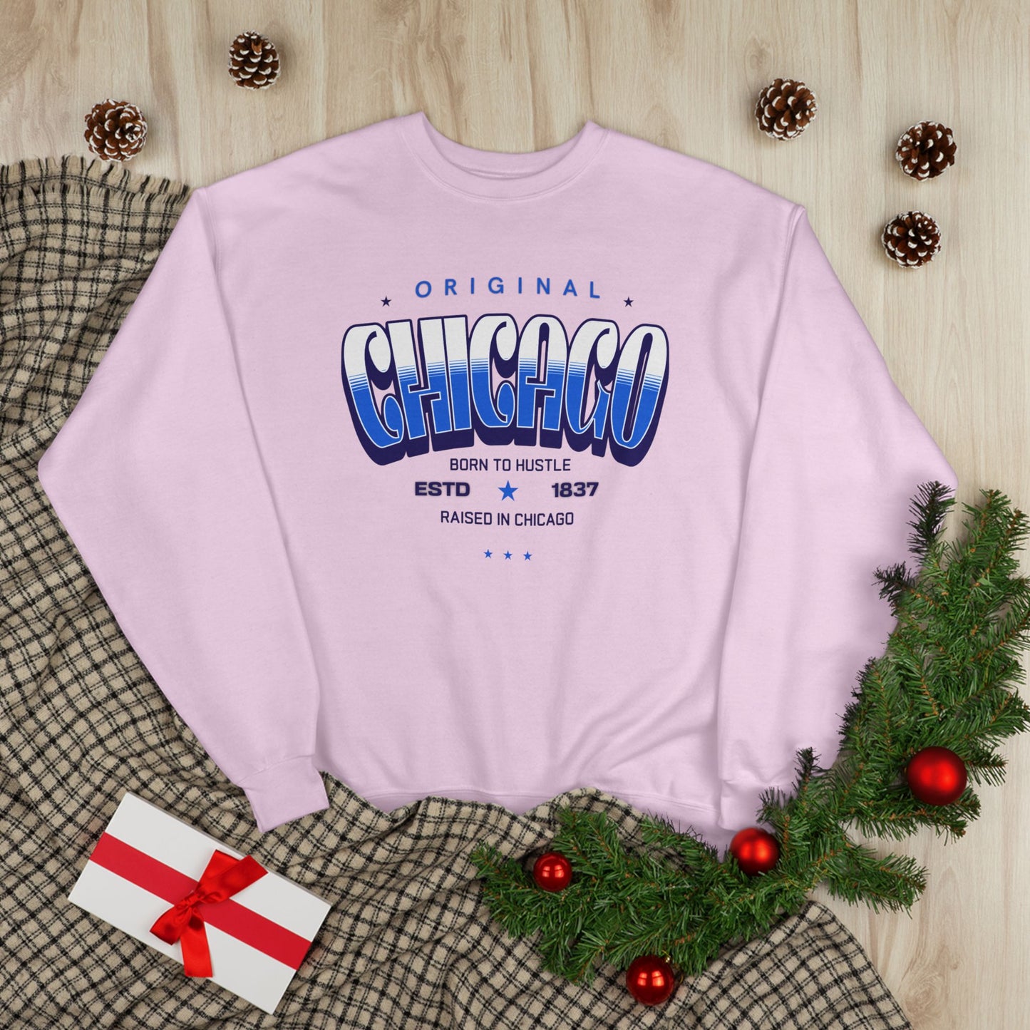 Chicago Hustle EcoSmart Crewneck Sweatshirt, Unisex Sweatshirt, Gift for Chicago Lovers, Trendy Streetwear, Casual Wear, Cozy Sweatshirt