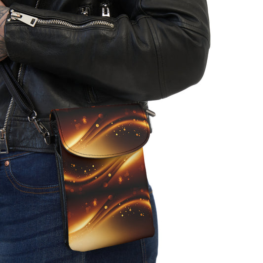 Elegant Small Cell Phone Wallet with Stylish Strap - Perfect for On-the-Go Convenience, Brown Black and Gold Cellphone Clutch