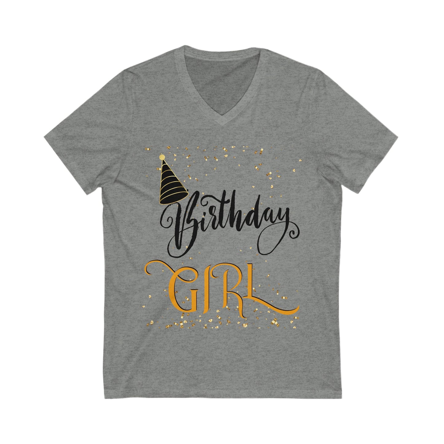 Birthday Girl Jersey Short Sleeve V-Neck Tee, Birthday T-Shirt for Women and Teens