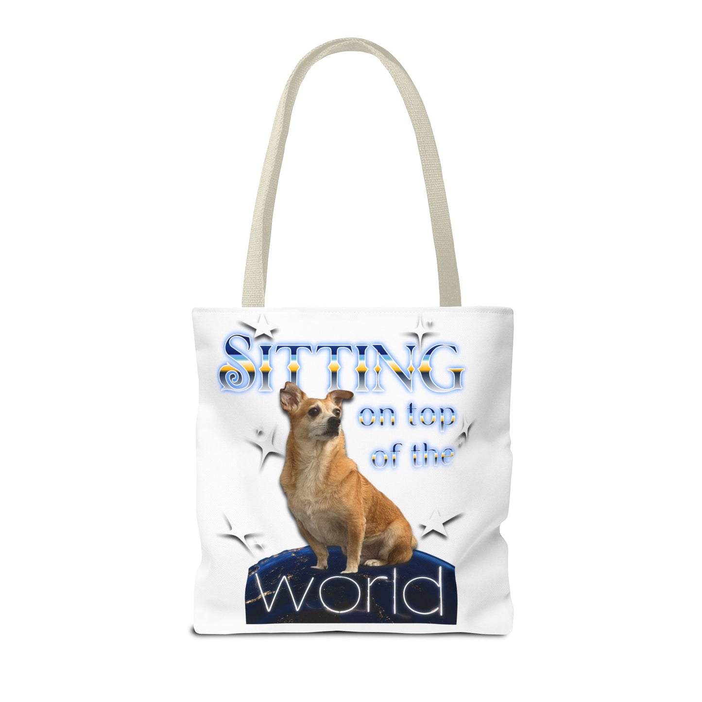 Personalized Tote Bag — "Sitting on Top of the World" Corgi Tote