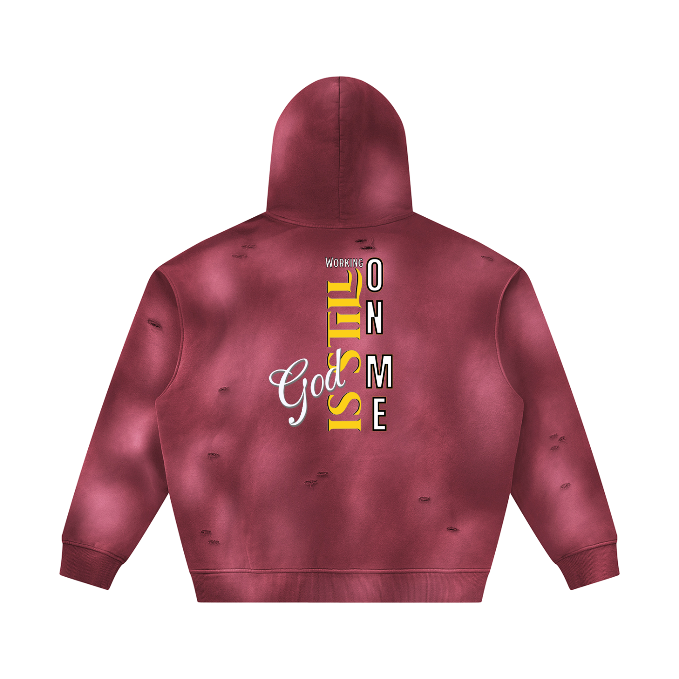 Unisex God's Working on Me Sunfade Frayed Fleece Hoodie – Vintage Washed