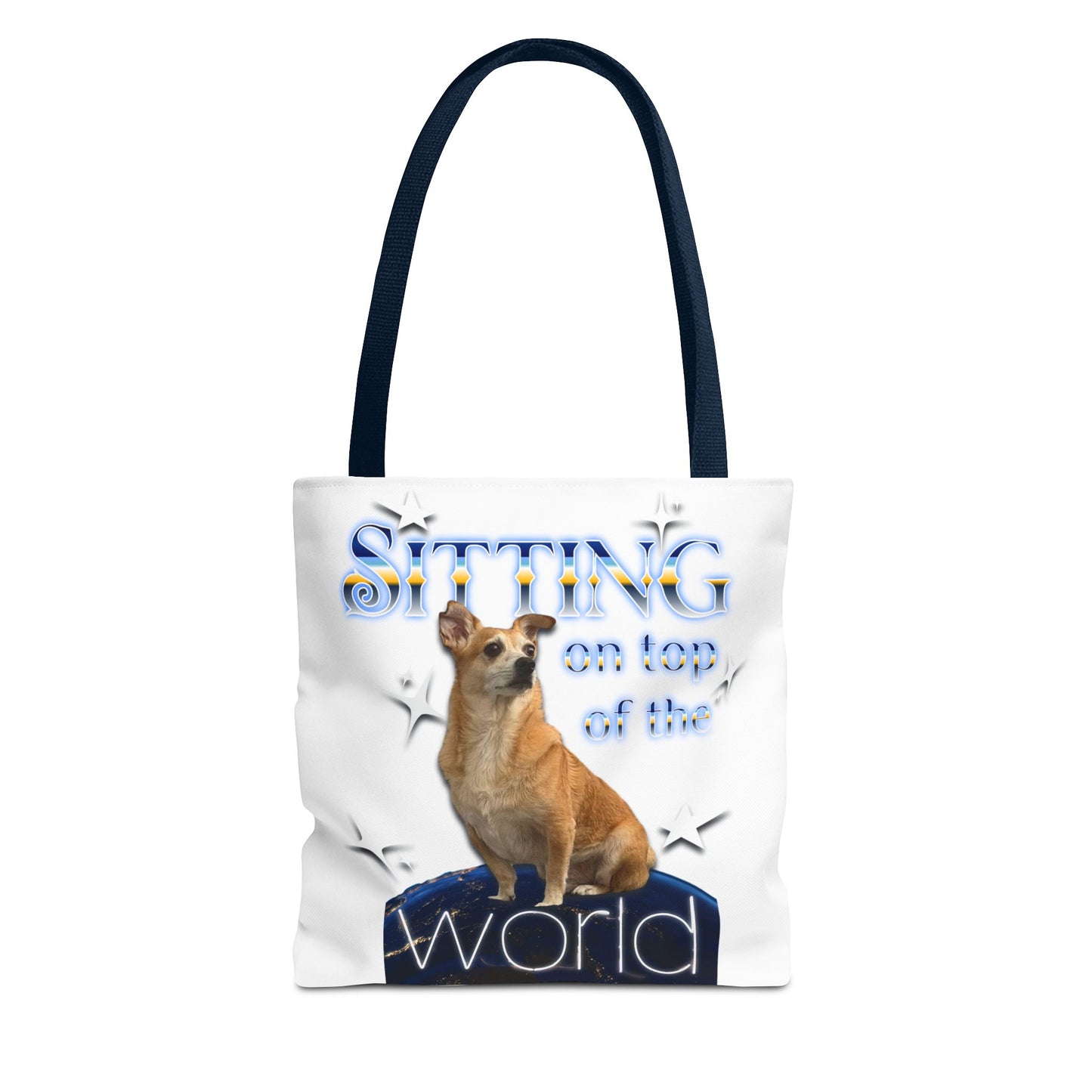 Personalized Tote Bag — "Sitting on Top of the World" Corgi Tote