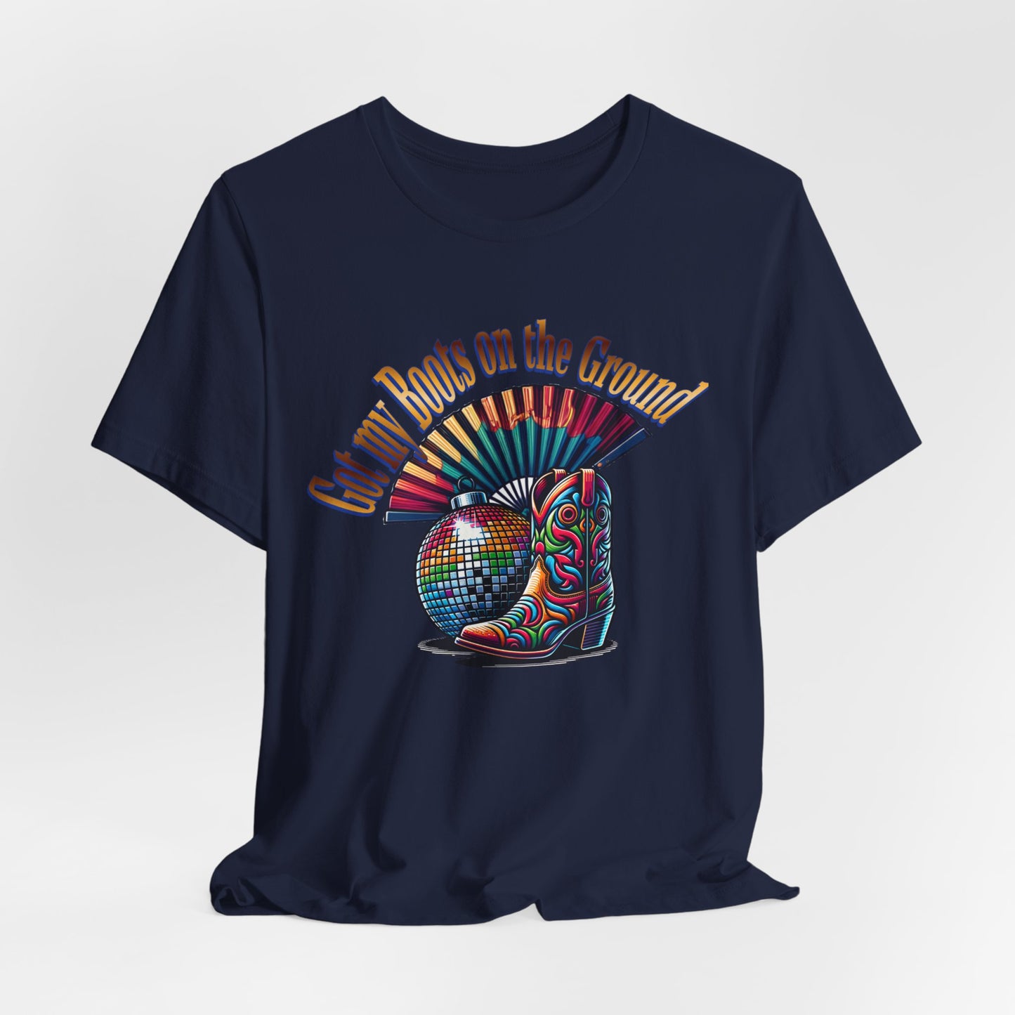 Boots on the Ground Groove Tee, Disco Ball Unisex Jersey Tee - Fun Tee for Latest Dance Crave Boots on the Ground Music Lovers