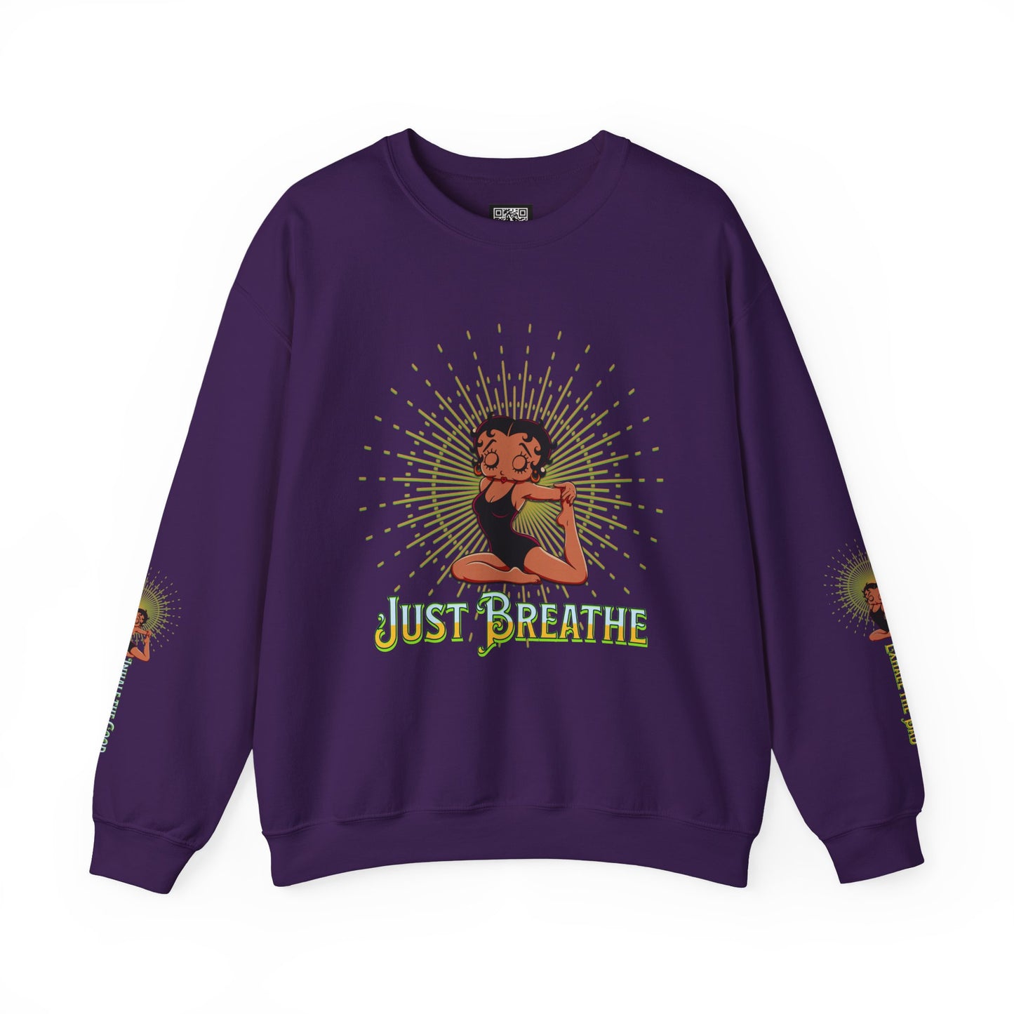 Just Breathe Crewneck Yoga Inspired Sweatshirt, Betty Boop Yoga Sweatshirt, Betty Boop Activewear Shirt,