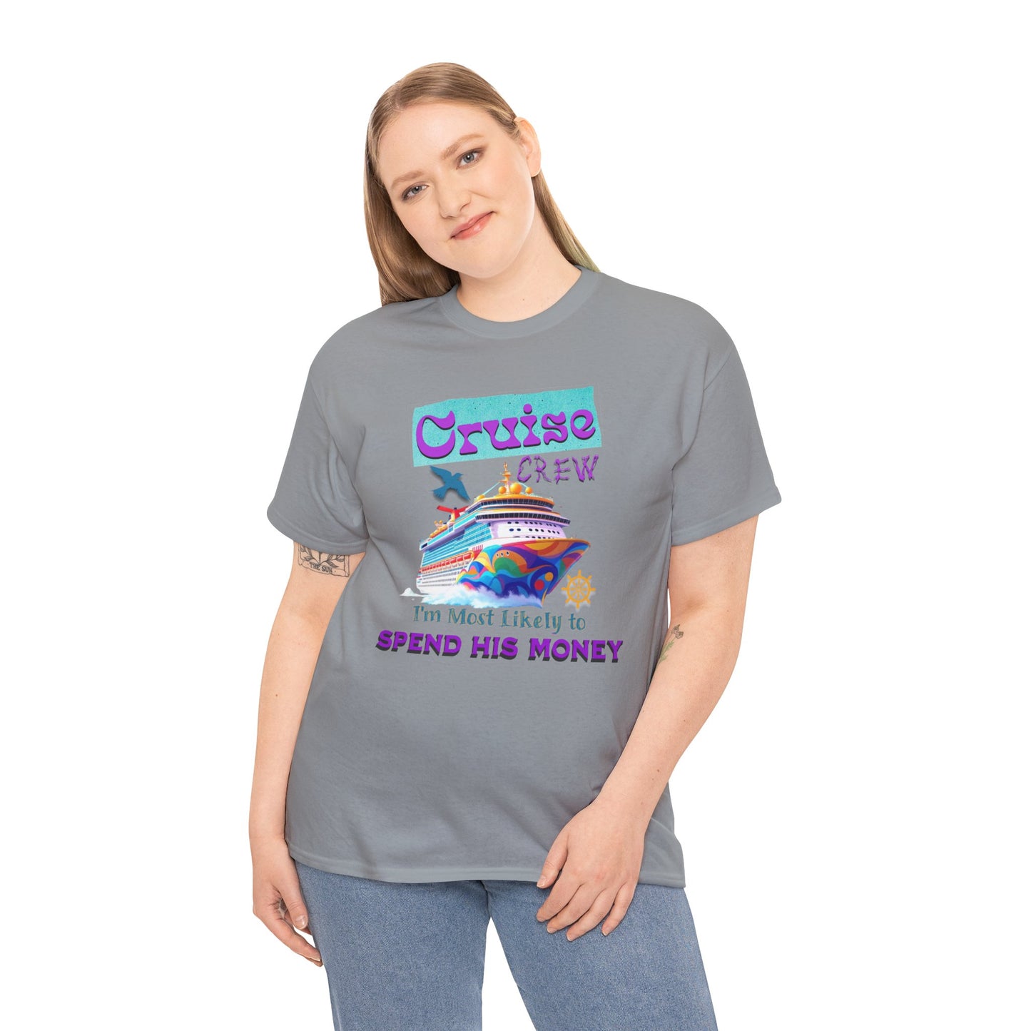 Funny Cruise Crew Tee, Vacation T-Shirt, Gift for Cruise Lovers, Vacation Humor Apparel, Travel Enthusiast Shirt, Spend His Money Tee