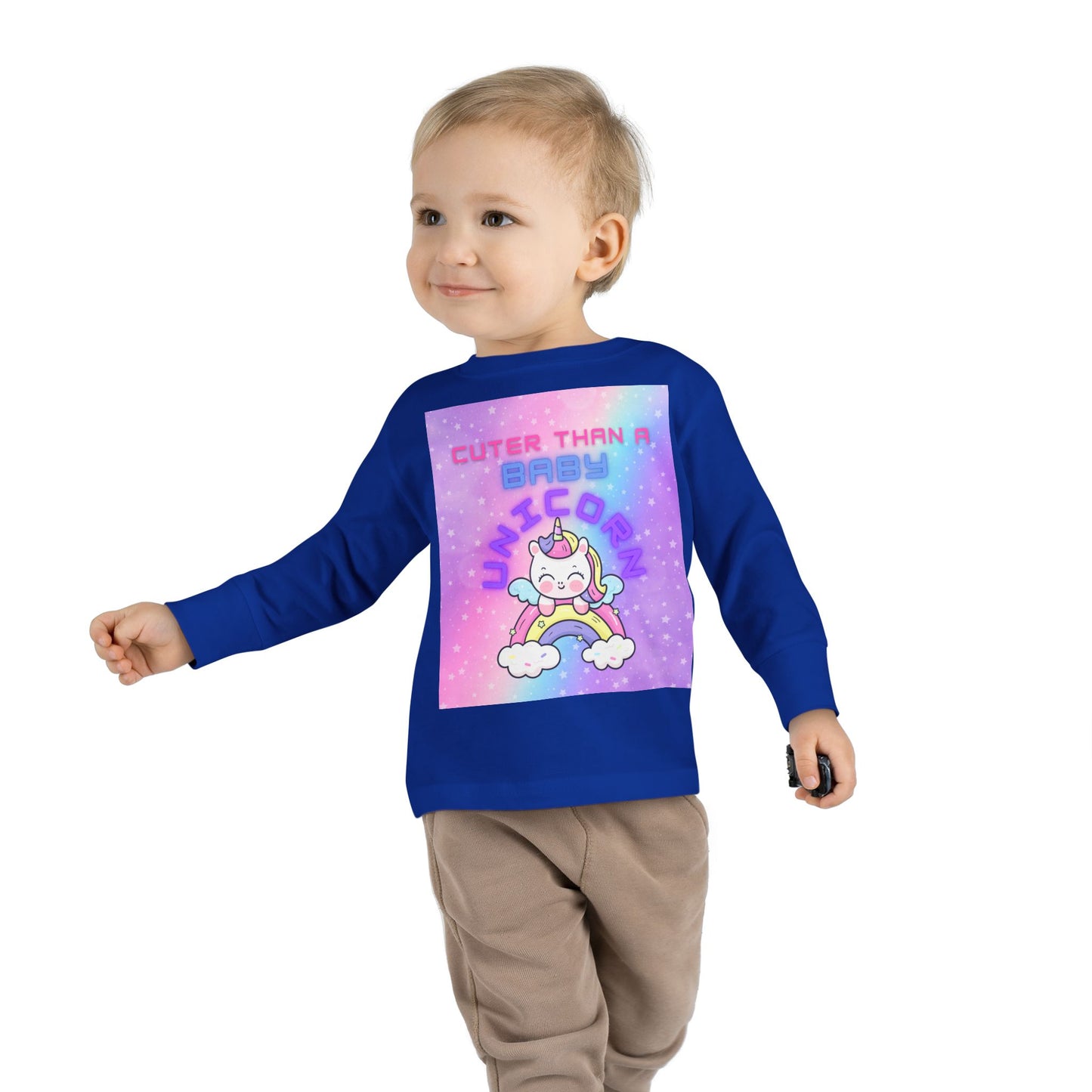 Cuter Than a Unicorn Toddler Long Sleeve Tee, Cute Birthday Gifts for Toddlers,