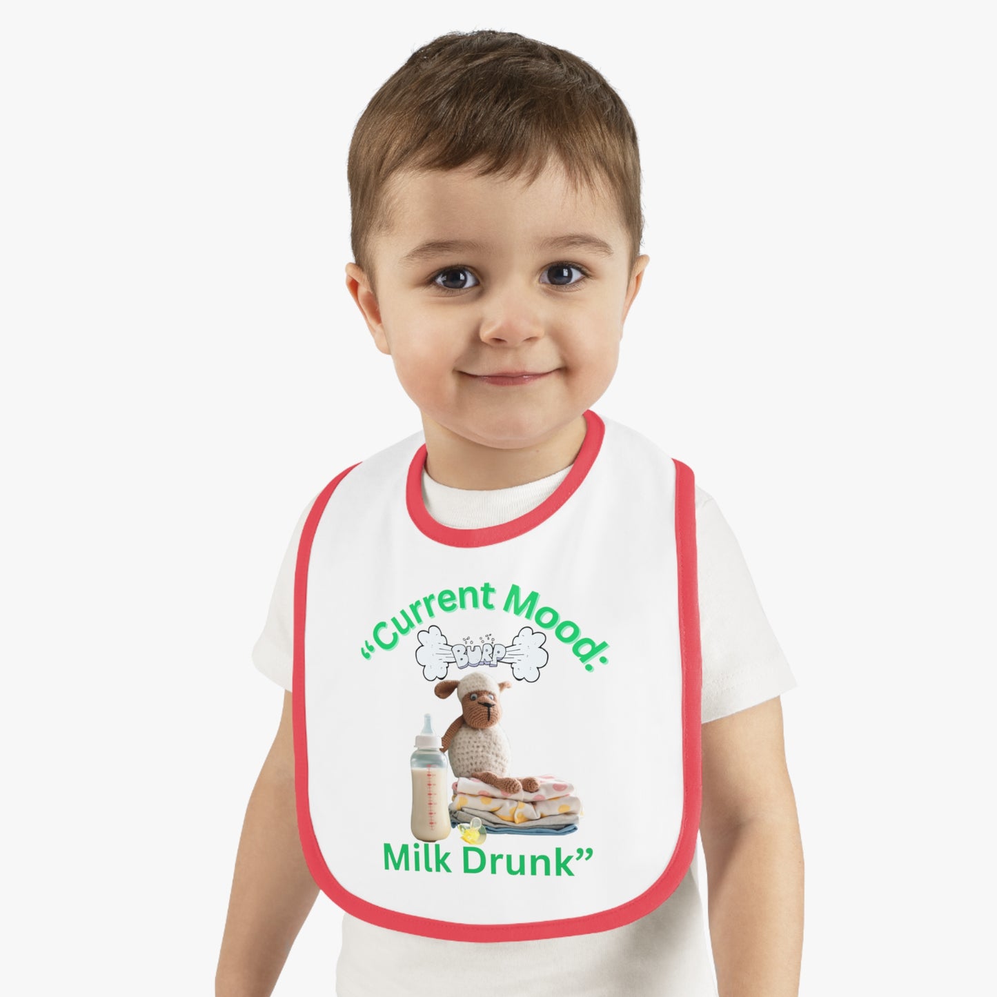 Current Mood, "Milk Drunk Baby Jersey Bib" Cute Baby Bib for Infants and Toddlers,