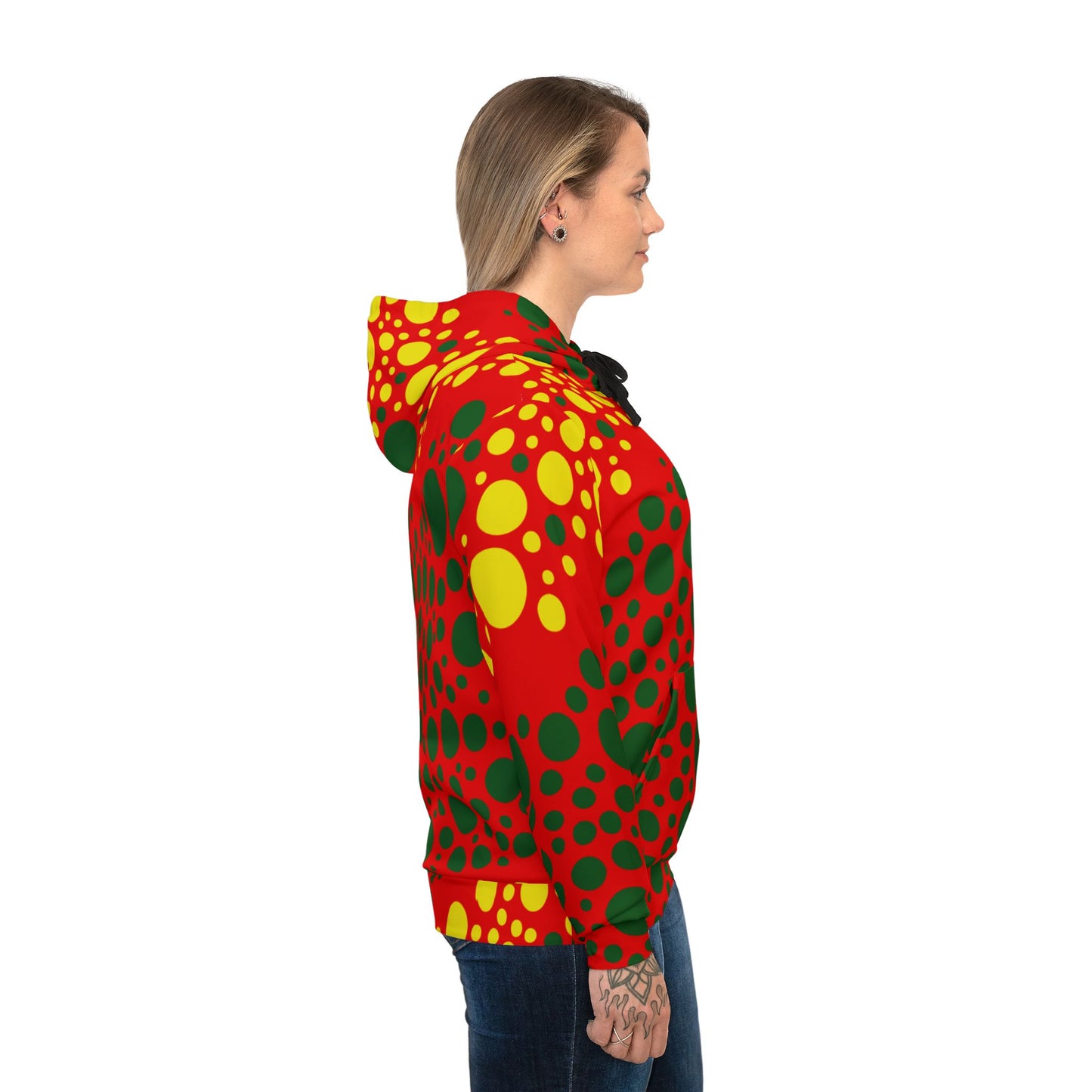 Vibrant Dot Pattern Athletic Hoodie - Perfect for Fitness & Festive Celebrations, One-of-A-Kind Print, Cute Workout Gear, Activewear for Her