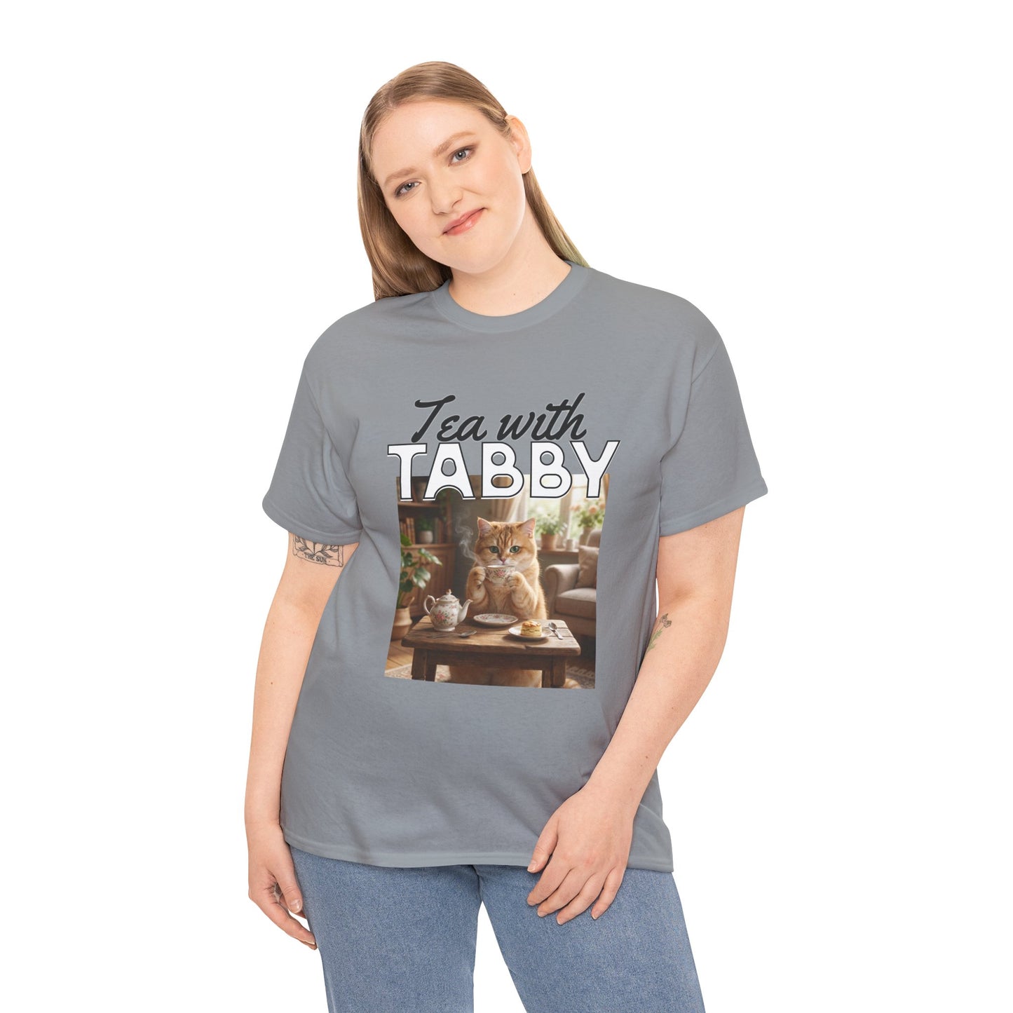 Personalized Tea with Tabby T-Shirt — Custom Cozy Cat Graphic Tee