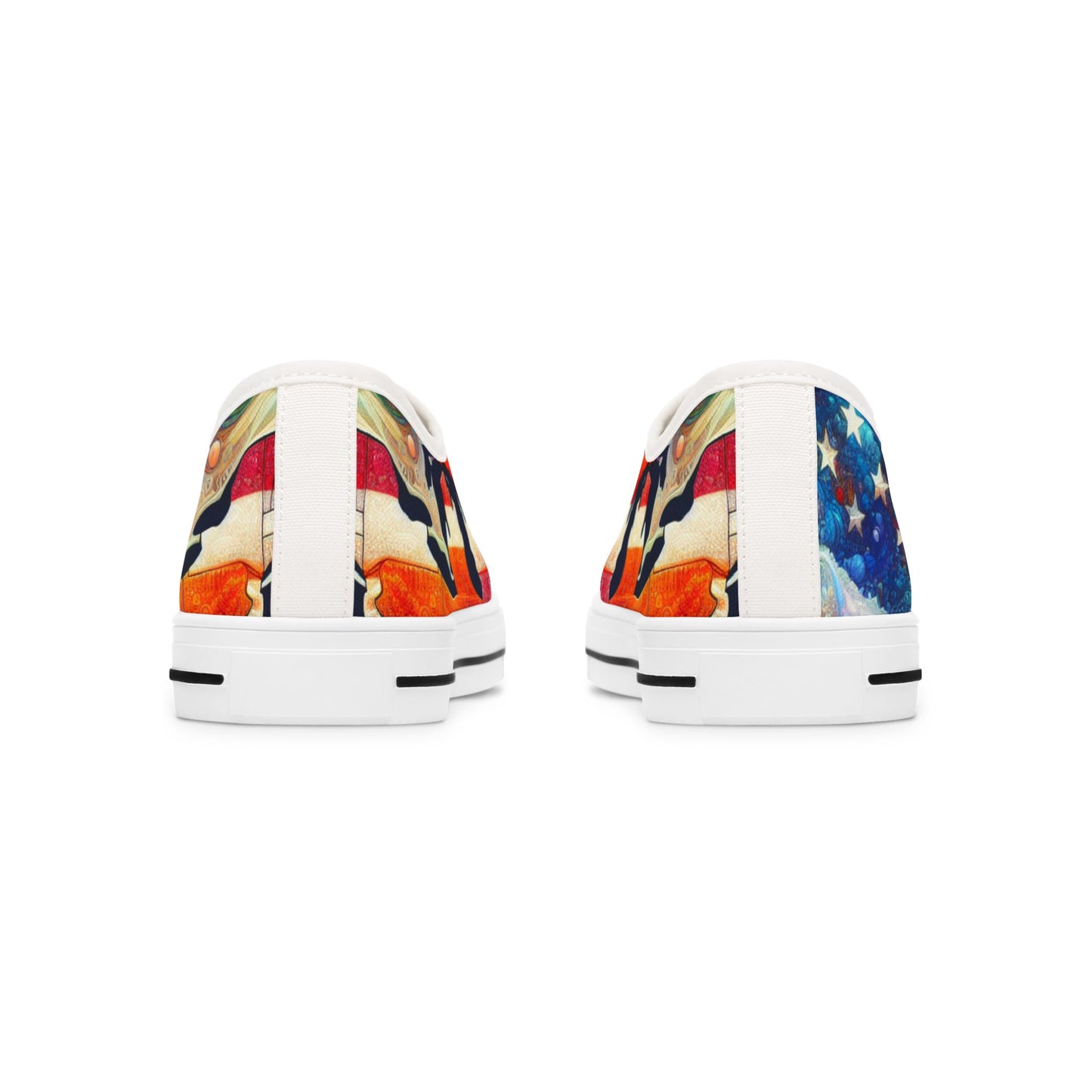 Patriotic Women's Low Top Sneakers, Casual Shoes, American Flag Sneakers, Summer Footwear, Ideal for July 4th, Comfortable Everyday Sneakers