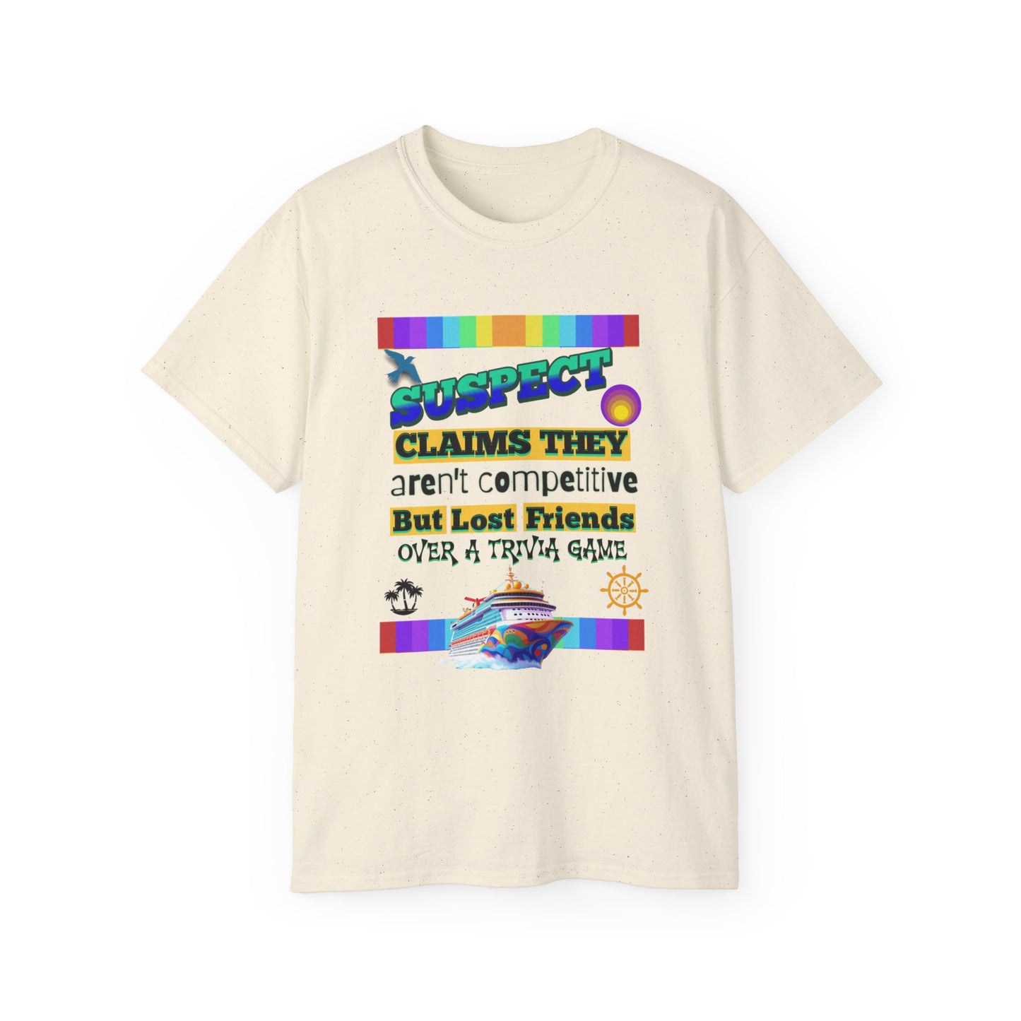 Competitive Spirit Cruise Crew Unisex Tee - Fun Trivia Game Shirt, Gift for Friends, Casual Wear, Family Game Night, Unique Graphic Tee