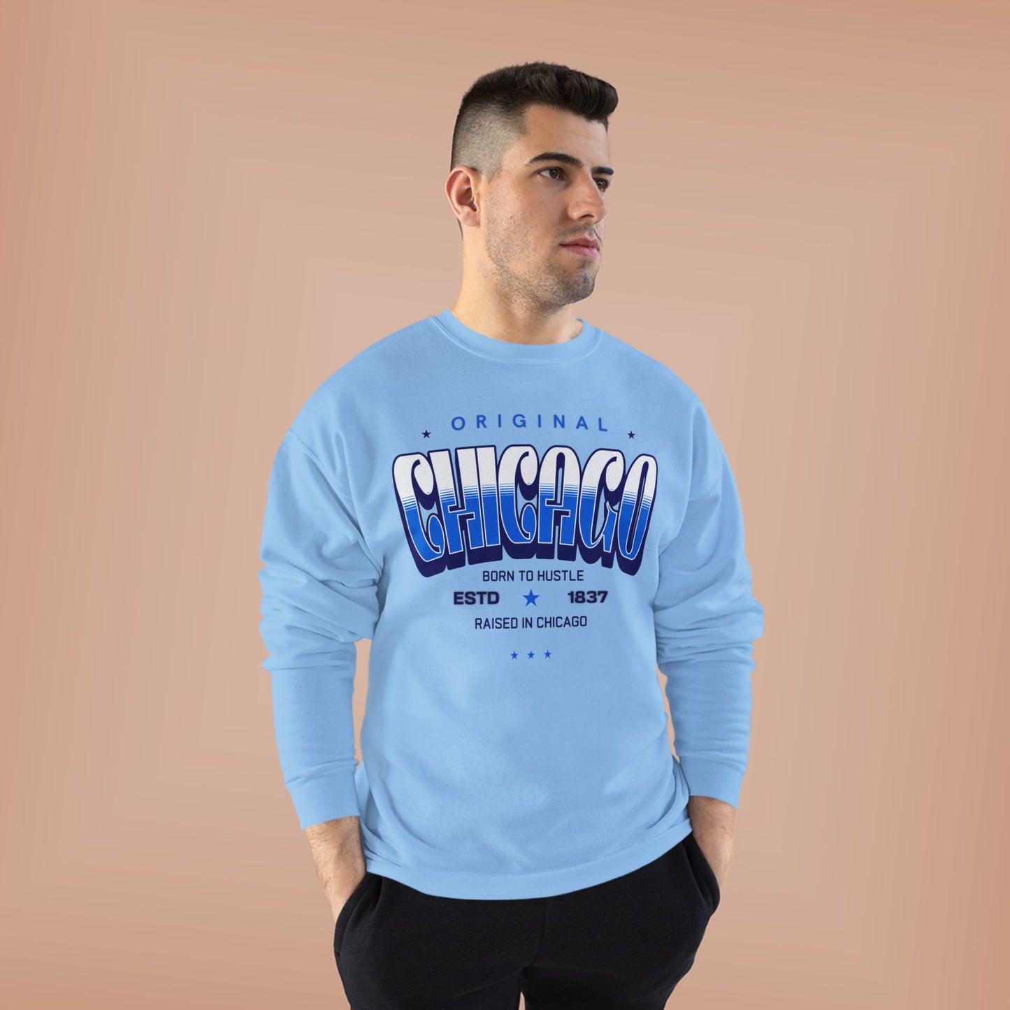 Chicago Hustle EcoSmart Crewneck Sweatshirt, Unisex Sweatshirt, Gift for Chicago Lovers, Trendy Streetwear, Casual Wear, Cozy Sweatshirt