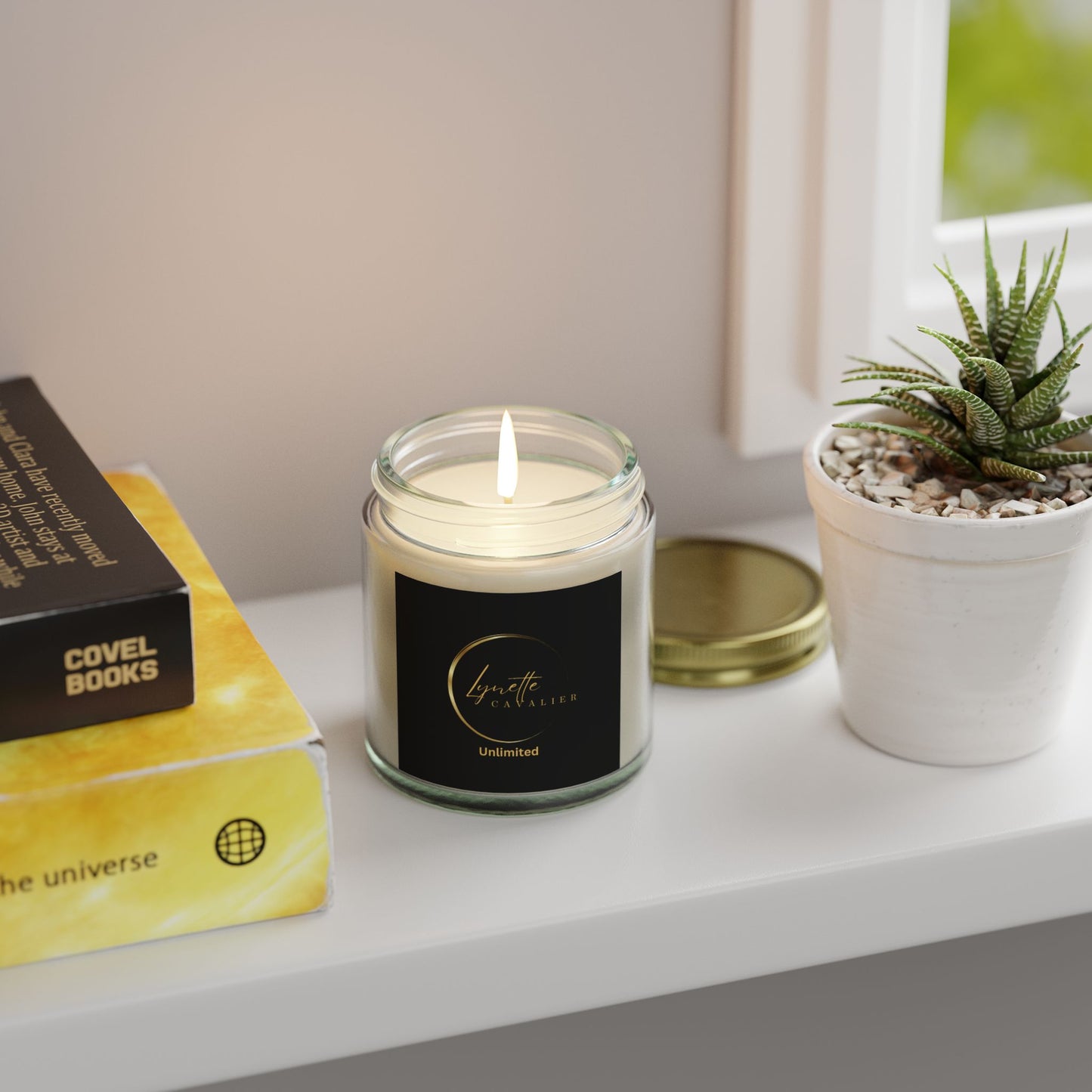 Lynette Cavalier's Scented Candles, Coconut Apricot Wax (4oz, 9oz), 20 Hours of Burn Time, Hand Poured Coconut Apricot Wax