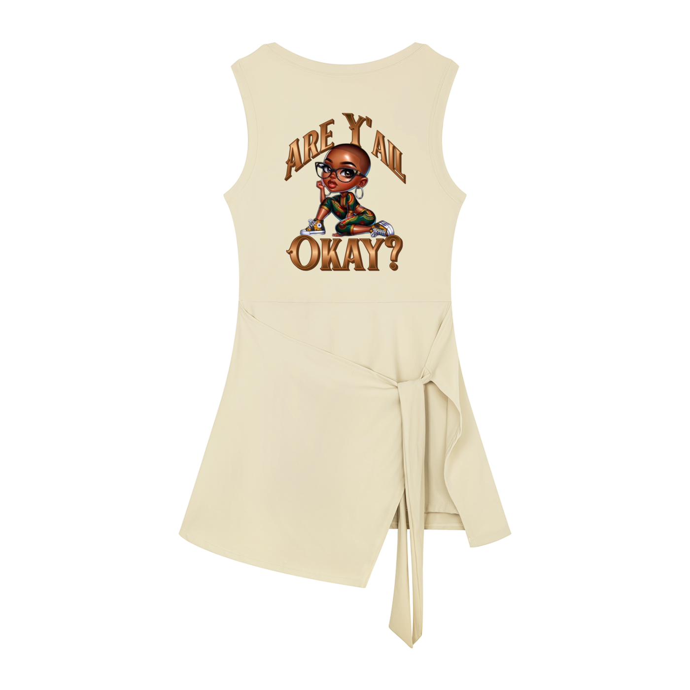 Women's Sleeveless Bodycon Mini Dress – "Are Y'all Okay" Graphic | Crop Dress