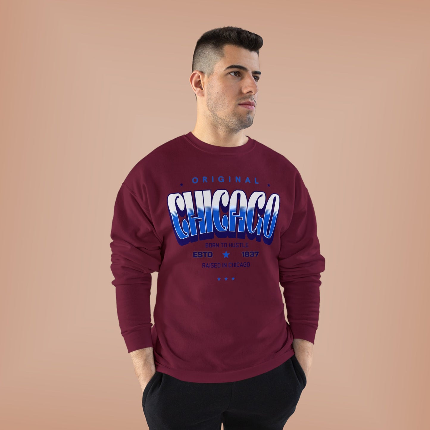 Chicago Hustle EcoSmart Crewneck Sweatshirt, Unisex Sweatshirt, Gift for Chicago Lovers, Trendy Streetwear, Casual Wear, Cozy Sweatshirt