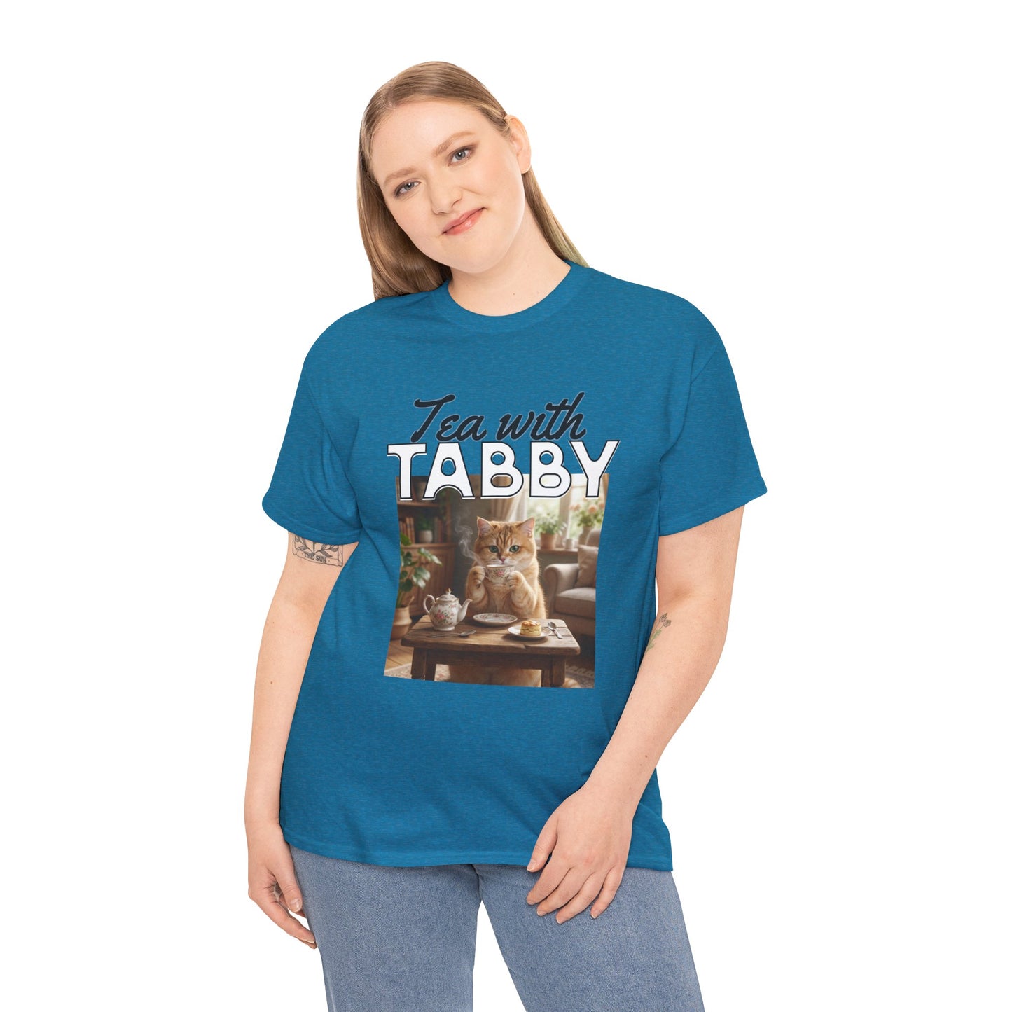 Personalized Tea with Tabby T-Shirt — Custom Cozy Cat Graphic Tee
