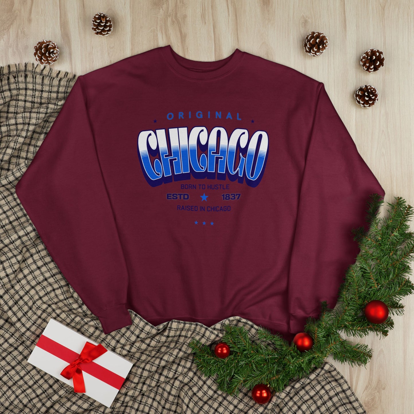 Chicago Hustle EcoSmart Crewneck Sweatshirt, Unisex Sweatshirt, Gift for Chicago Lovers, Trendy Streetwear, Casual Wear, Cozy Sweatshirt