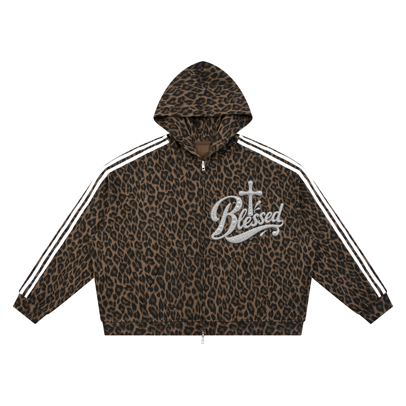 Unisex Leopard Full Zip Hoodie