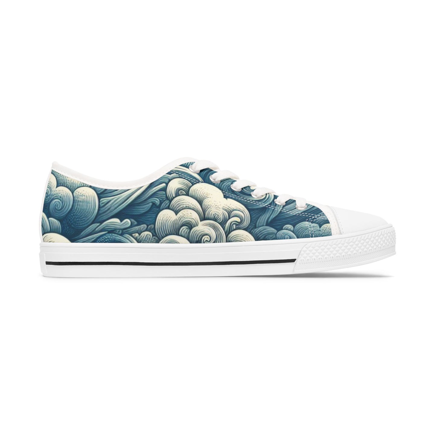 Women's Artistic Cloud Print Sneakers | Trendy Low-Top Shoes, Walking Sneakers, Casual Footwear, Gift for Her, Unique Sneaker Design