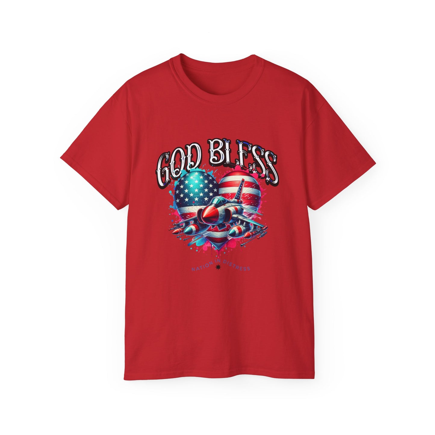 God Bless America Unisex Ultra Cotton T-Shirts, Nation in Distress Shirt, Fight for Democracy T-Shirt, God Bless the USA Tees