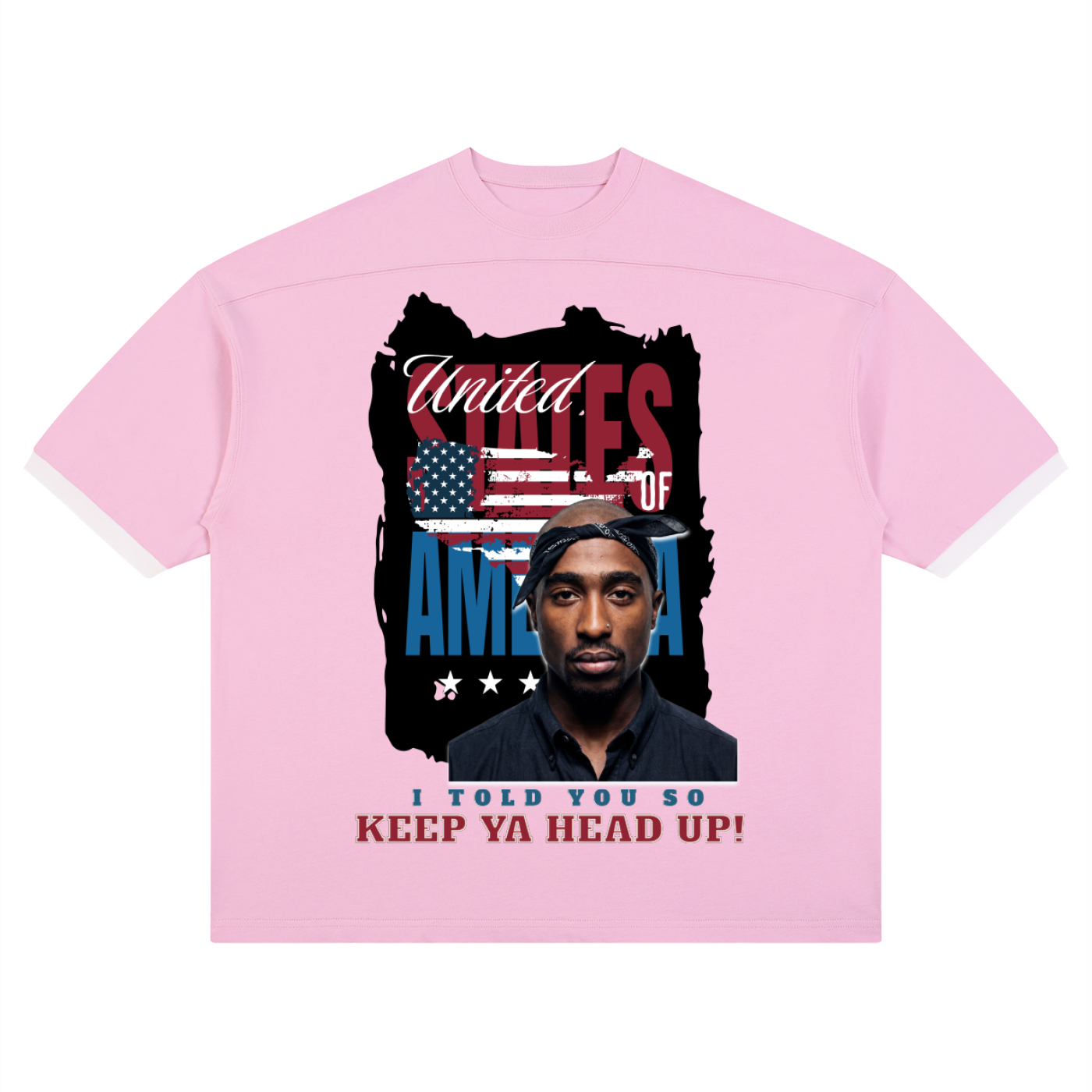 2Pac Unisex Color Block Drop Shoulder T-Shirt