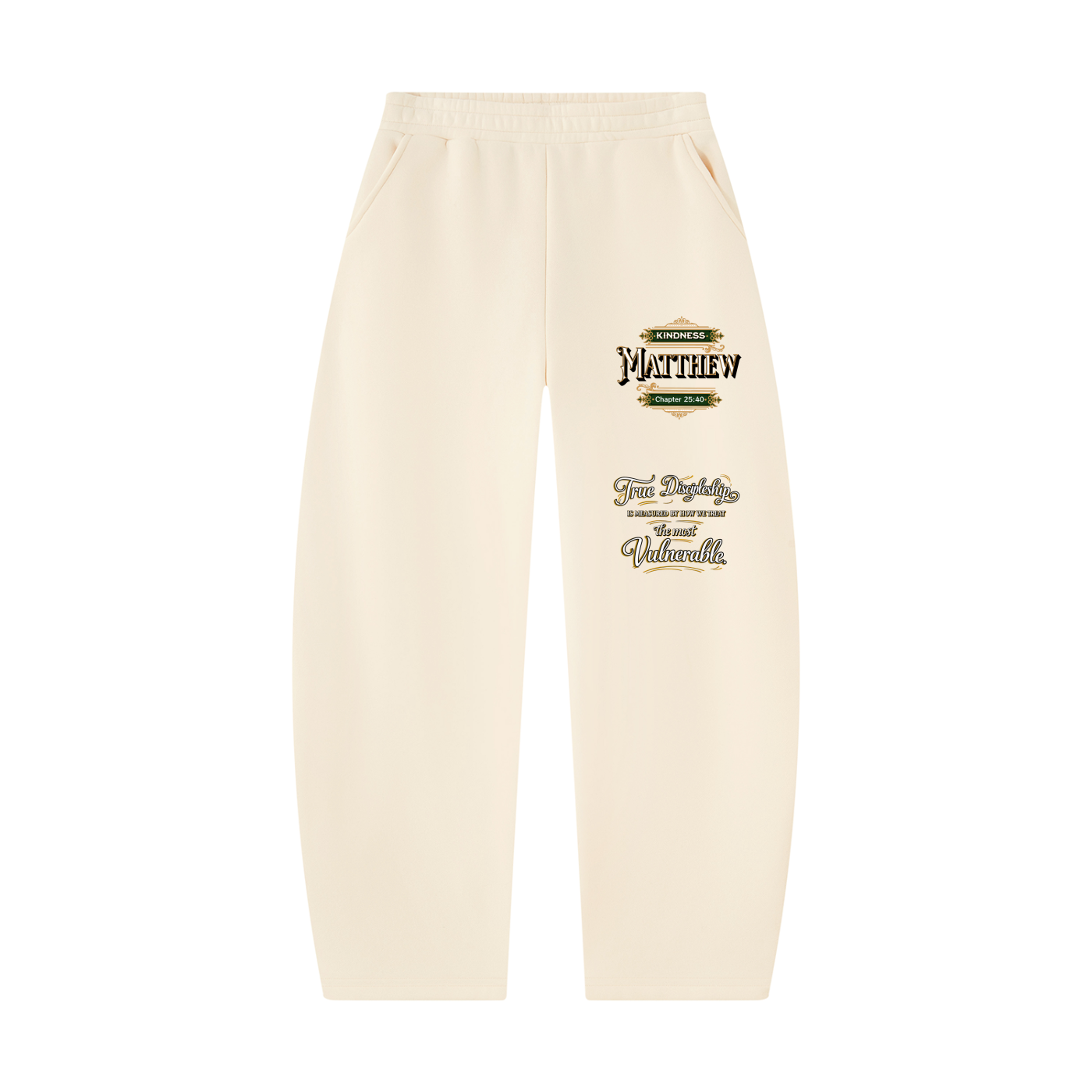 Kindness Matthew 25:40 – Unisex Barrel Leg Graphic Sweatpants