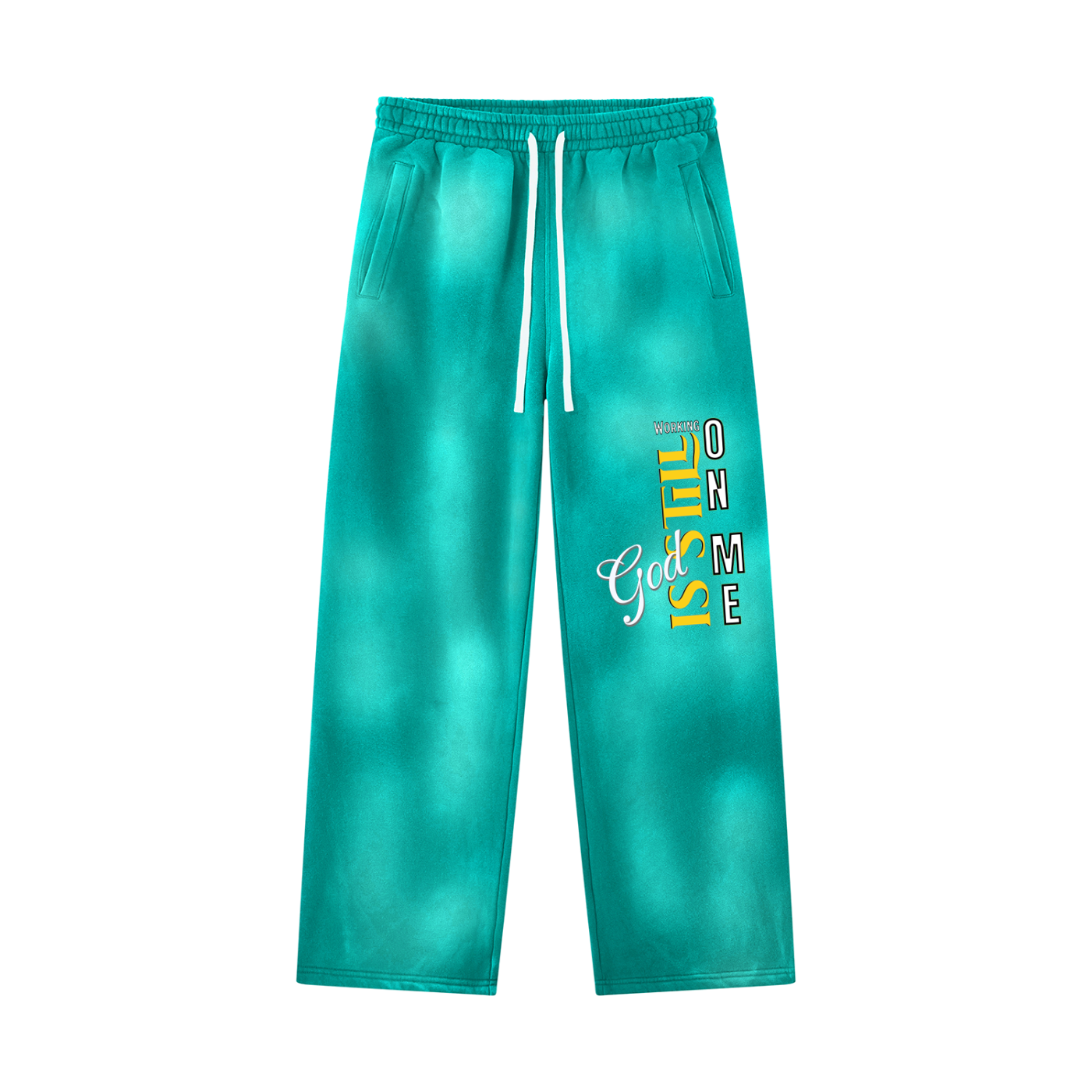 Unisex God's Working on Me Sunfade Wide Leg Fleece Sweatpants – Vintage Washed