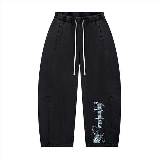 "Woke" Unisex Mineral Wash Barrel Leg Pants