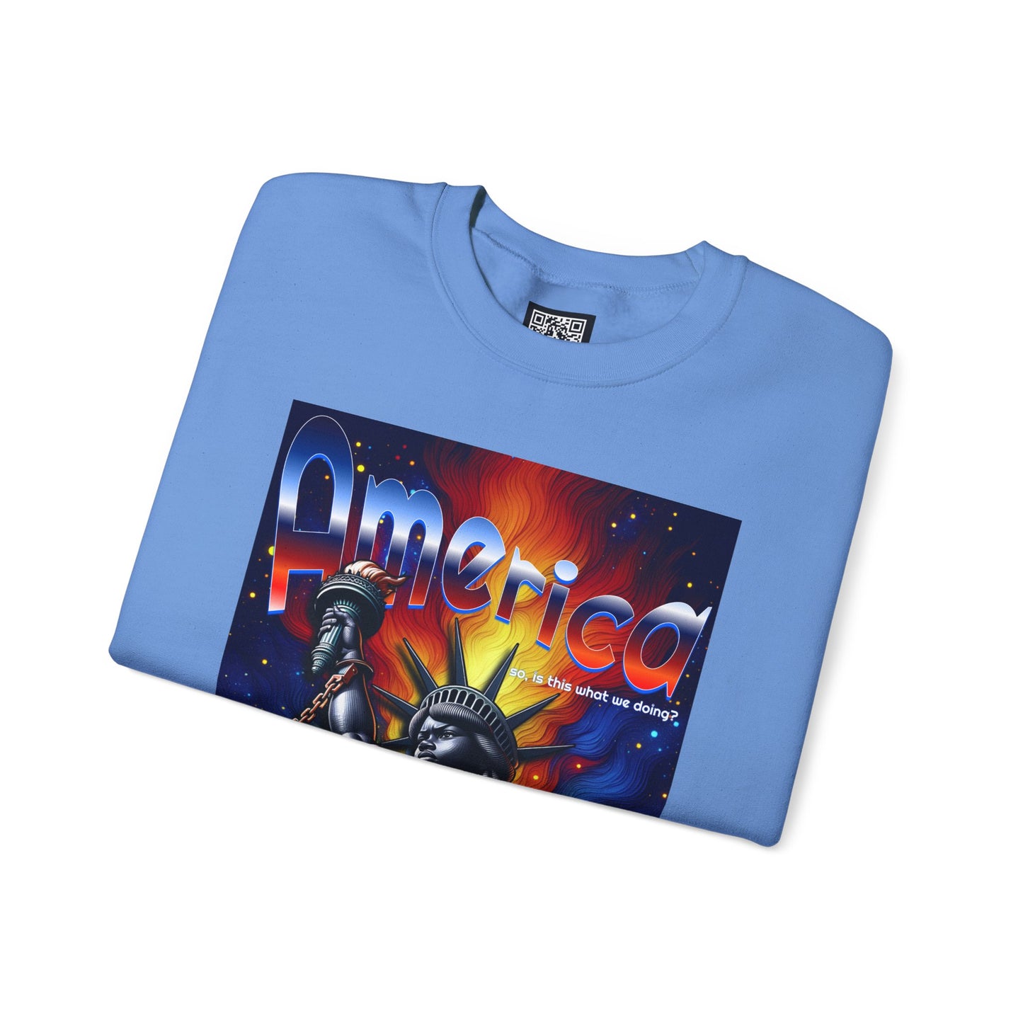 America Graphic Crewneck Sweatshirt - Juneteenth Unisex Heavy Blend™ - Casual Activist Fashion, No Kings Protest Shirt, Hands Off Protest Tee