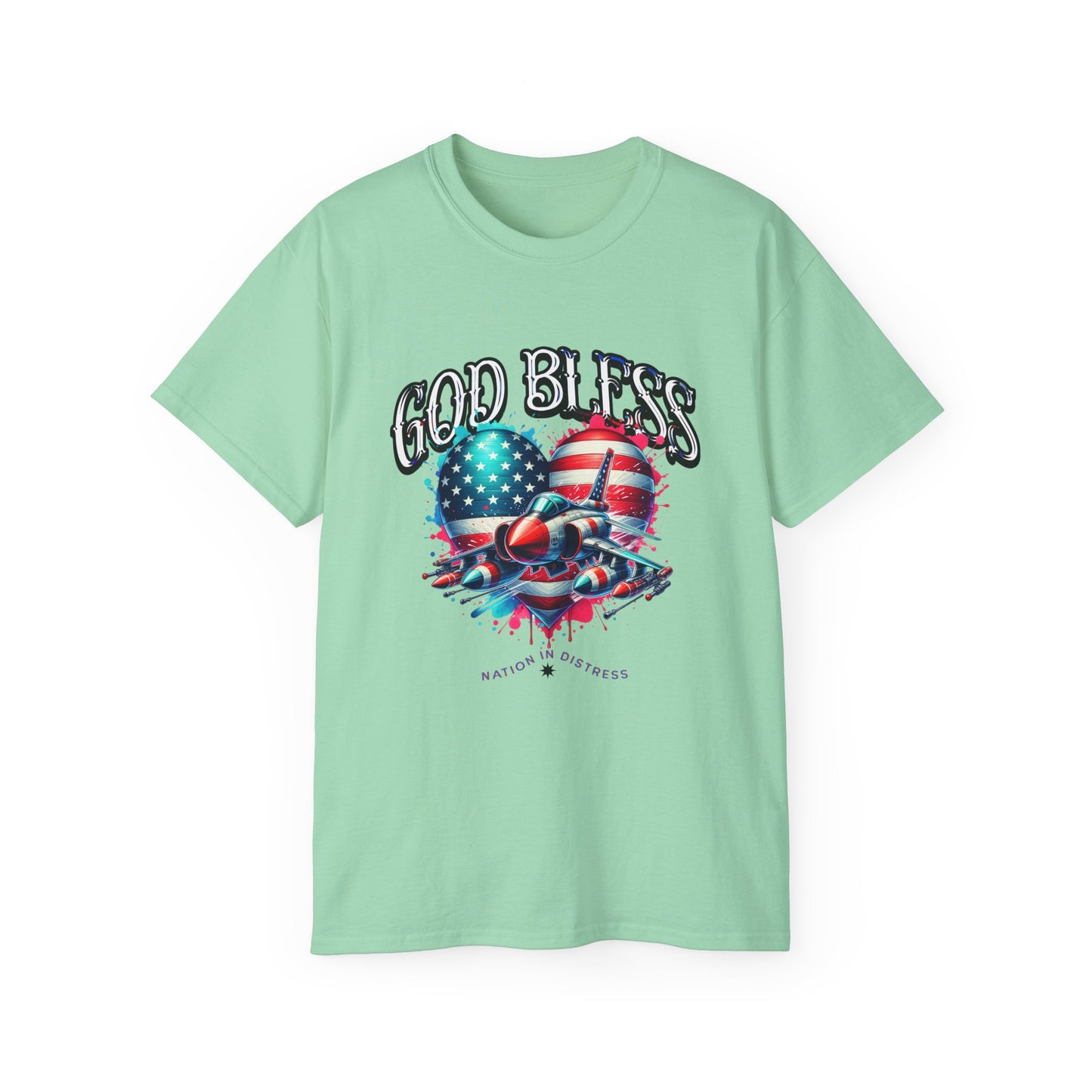 God Bless America Unisex Ultra Cotton T-Shirts, Nation in Distress Shirt, Fight for Democracy T-Shirt, God Bless the USA Tees