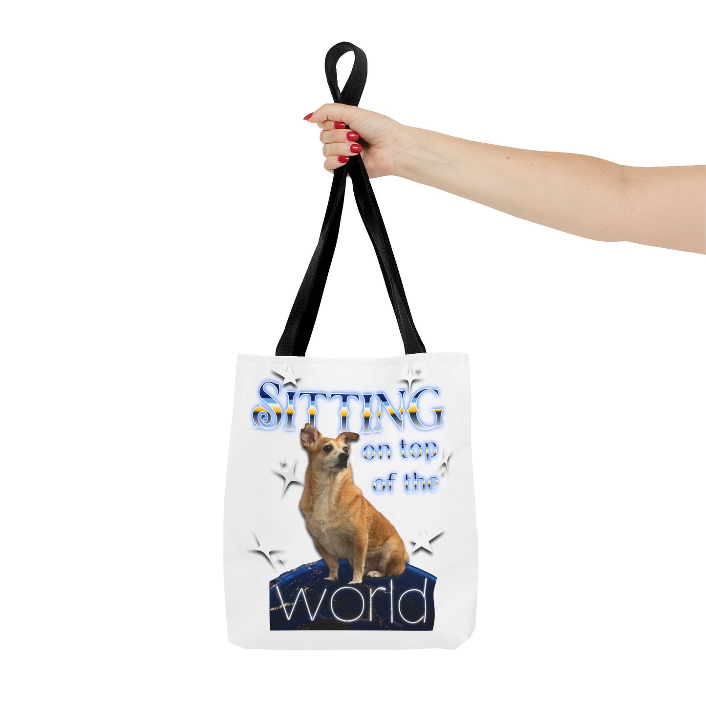 Personalized Tote Bag — "Sitting on Top of the World" Corgi Tote
