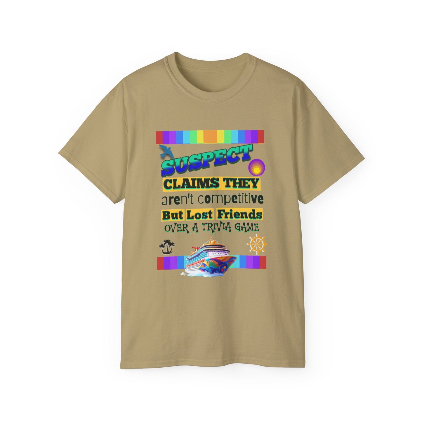 Competitive Spirit Cruise Crew Unisex Tee - Fun Trivia Game Shirt, Gift for Friends, Casual Wear, Family Game Night, Unique Graphic Tee