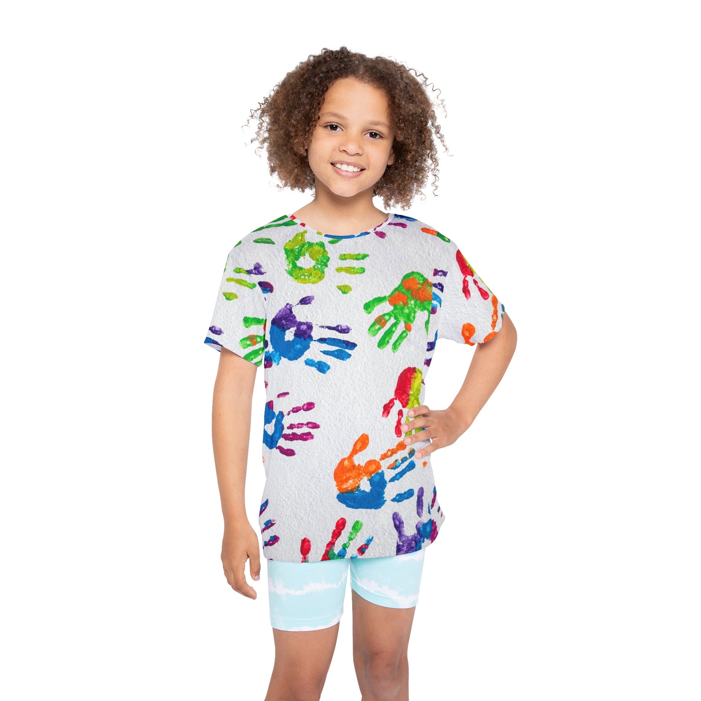 Kids Finger Paint Print Sports Jersey, Unique Colorful Shirt for Boys and Girls, Fingerpaint Children's Shirts,