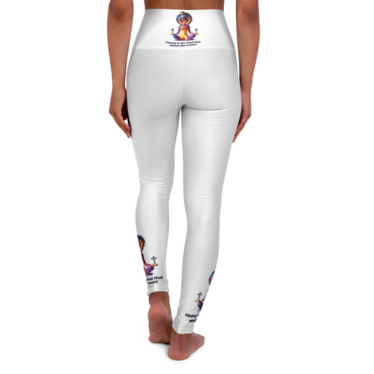 "Heavy is the Head" High-Waisted Yoga Leggings for Women, Inspirational Yoga Pants for Ladies, Perfect Gift for Yoga Enthusiast
