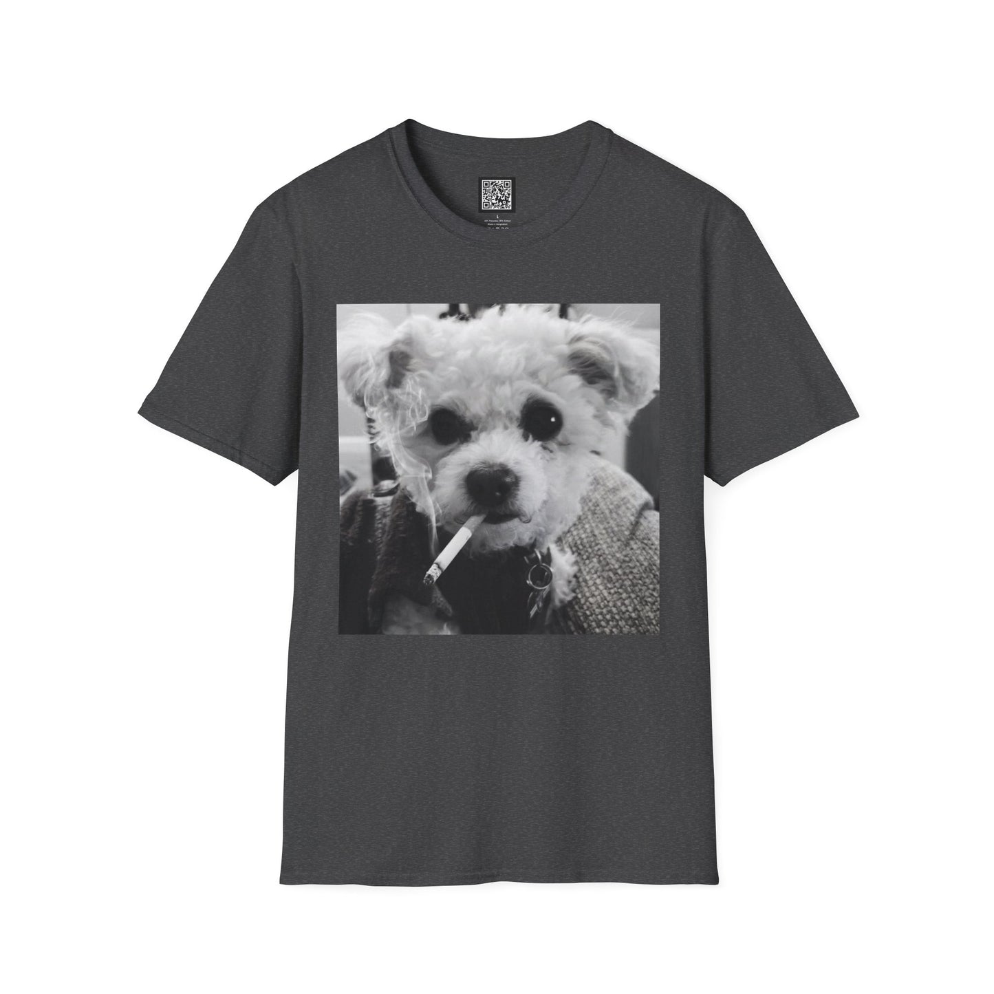Personalized Smoking Puppy Photo T-Shirt — Retro Black & White Cute Dog Graphic Tee