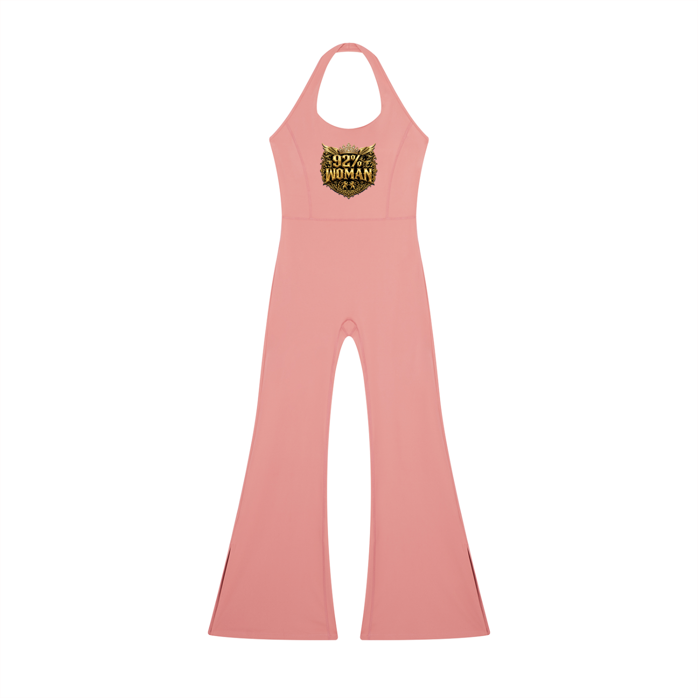 92% Woman – Women's Graphic Halter Neck Flared Jumpsuit (Multi-Color)