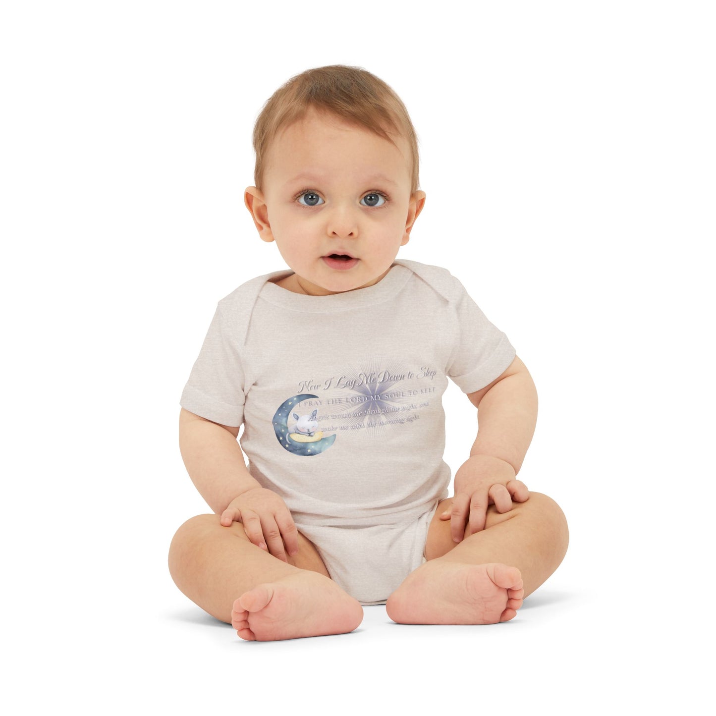 Cute Infant Jersey One Piece - "Now I Lay Me Down to Sleep" Baby Bodysuit, Newborn Baby Shower Gift, Onesie with a Nighttime Prayer