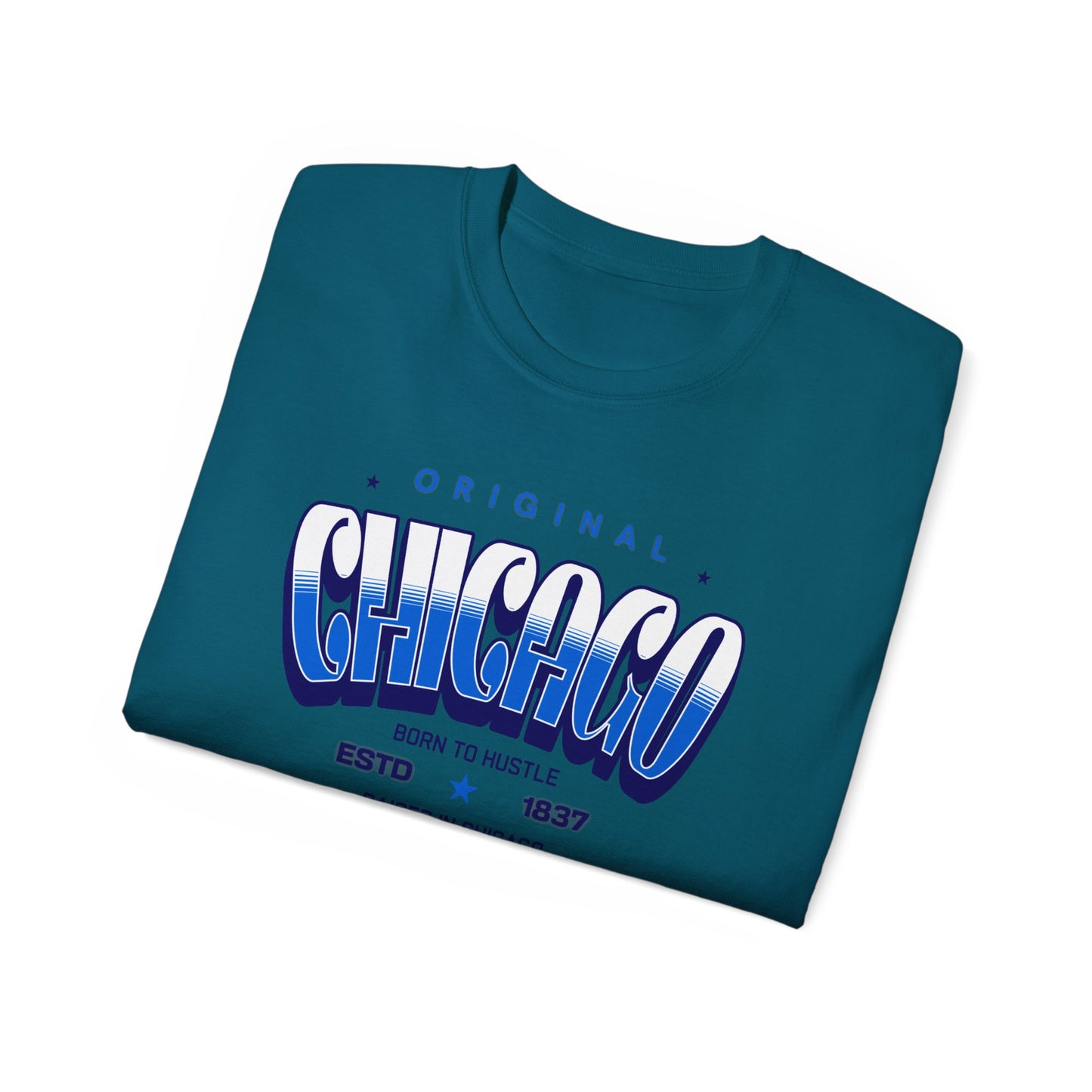 Chicago Hustle Graphic Tee, Streetwear T-Shirt, Gift for Travelers, Chicago Souvenir, Unisex Chicago T-Shirts Casual Wear. Chi-Town Tees