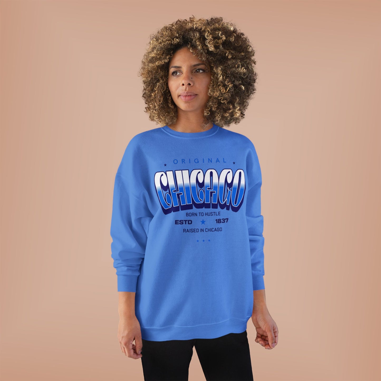 Chicago Hustle EcoSmart Crewneck Sweatshirt, Unisex Sweatshirt, Gift for Chicago Lovers, Trendy Streetwear, Casual Wear, Cozy Sweatshirt