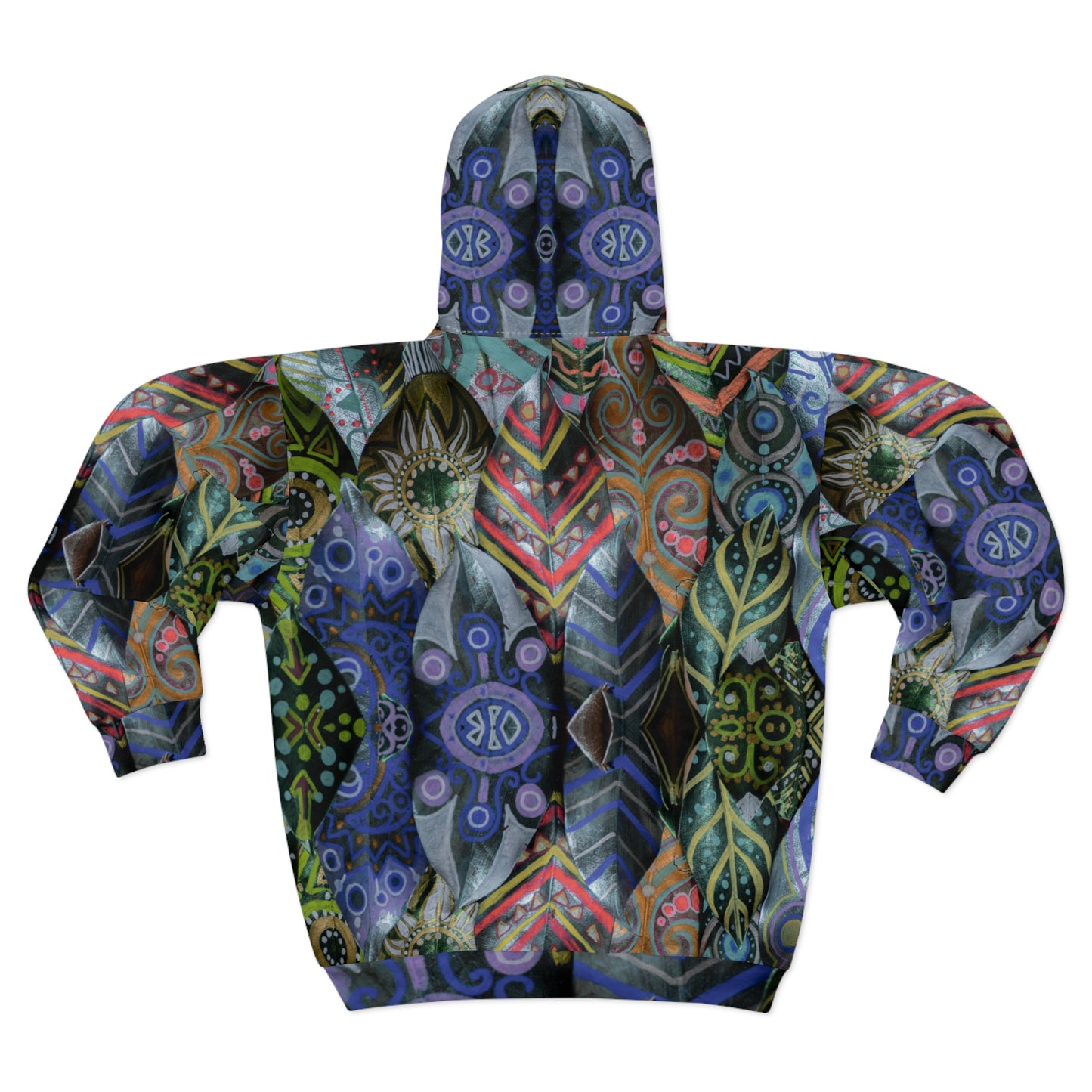 Psychedelic Floral Pattern Zip Hoodie — Bohemian Kaleidoscope Hoodie