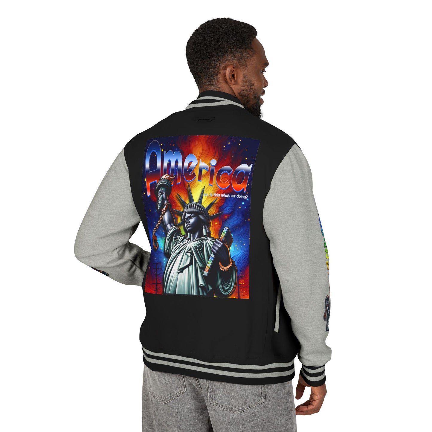 Letterman Jacket — 'America' Statue of Liberty Retro Graphic